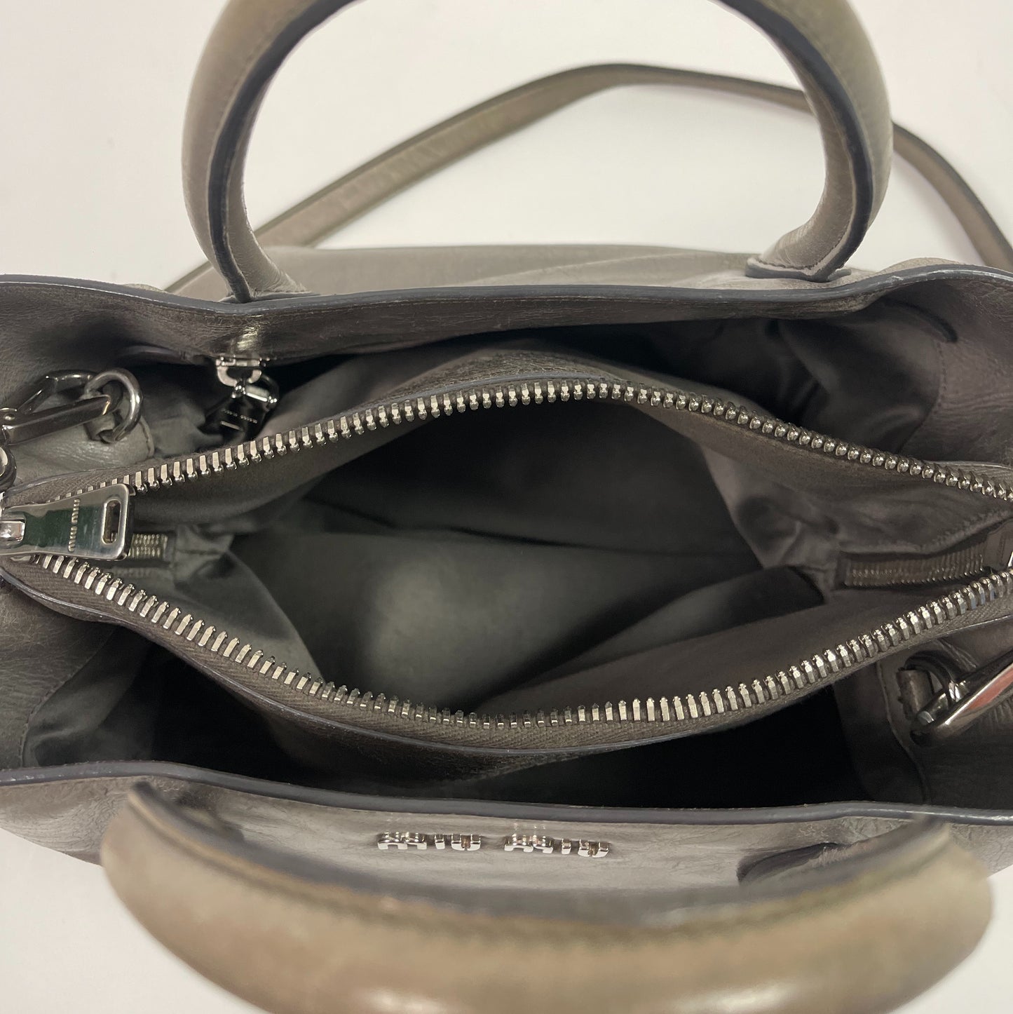 Miu Miu Grey Leather Tote
