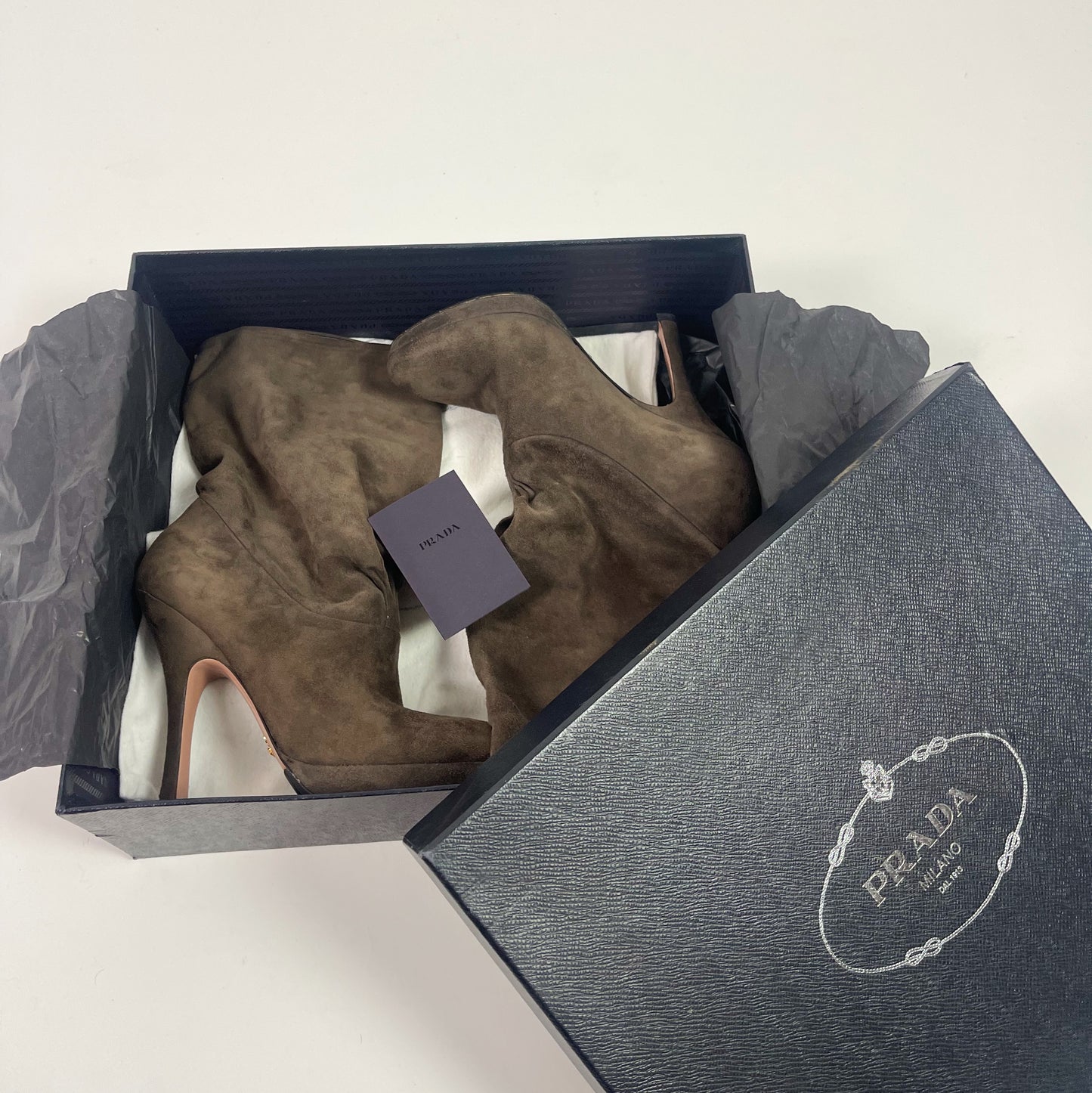 Prada Brown Suede Slouch Boots