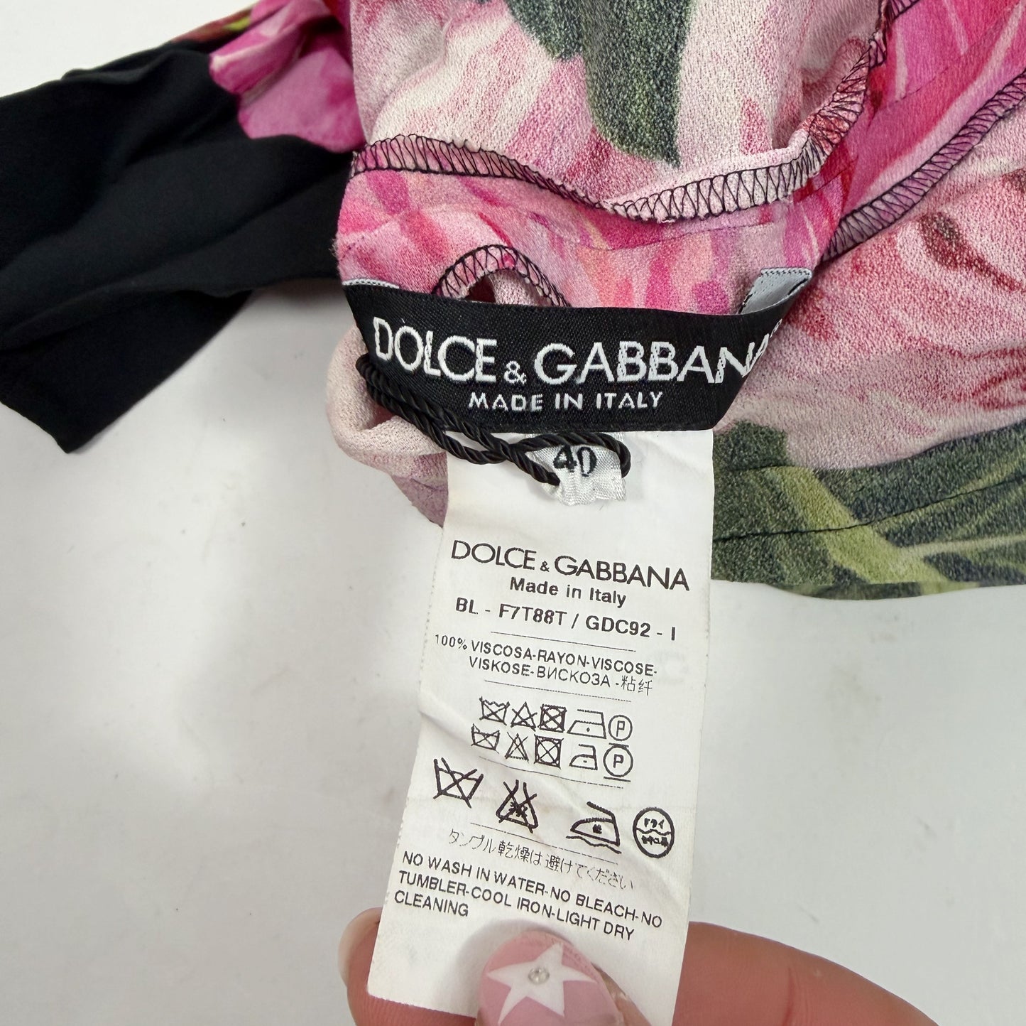 Dolce & Gabbana Rose 3/4 Sleeve Top
