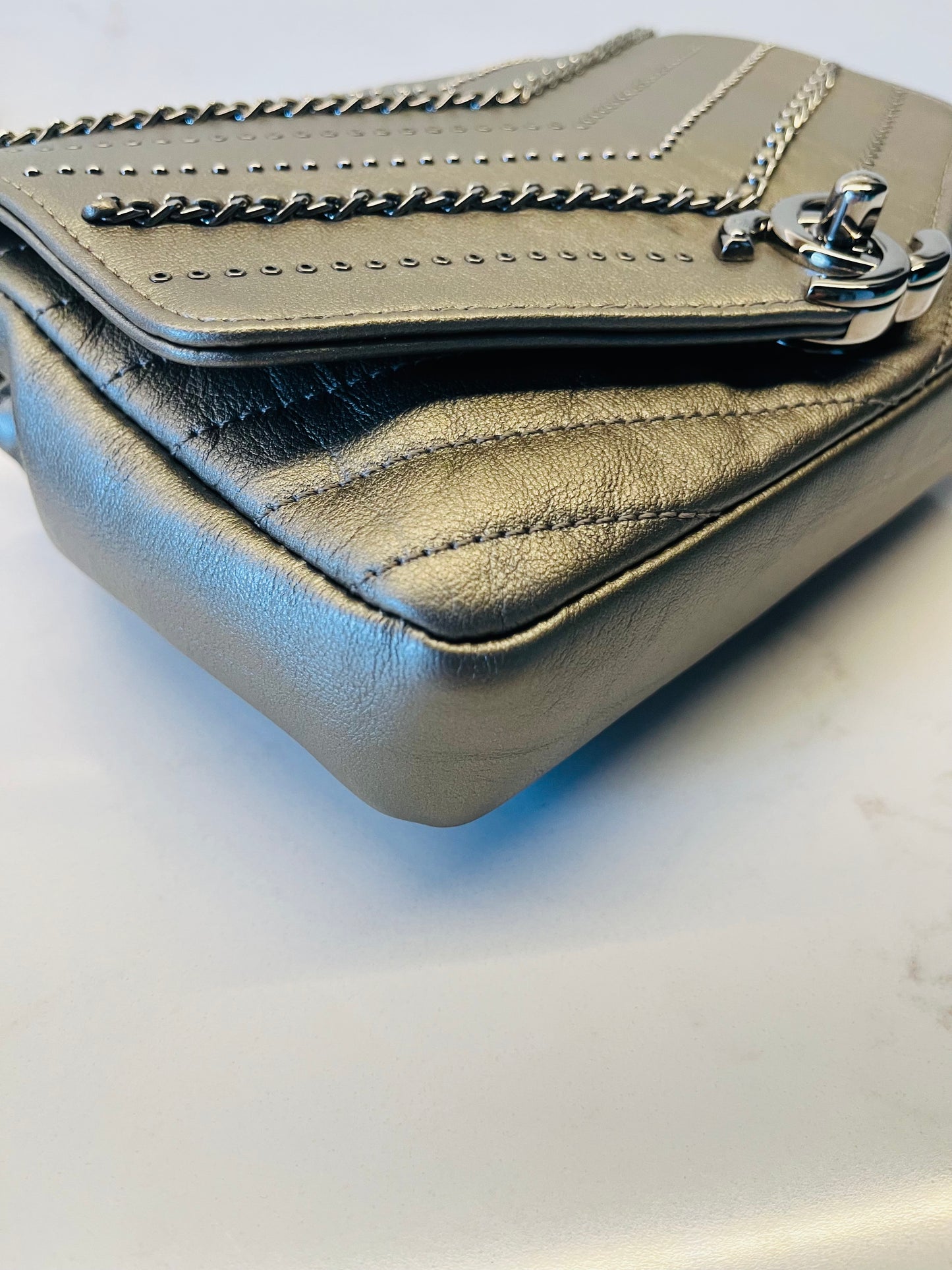 CHANEL chevron flap square embellished