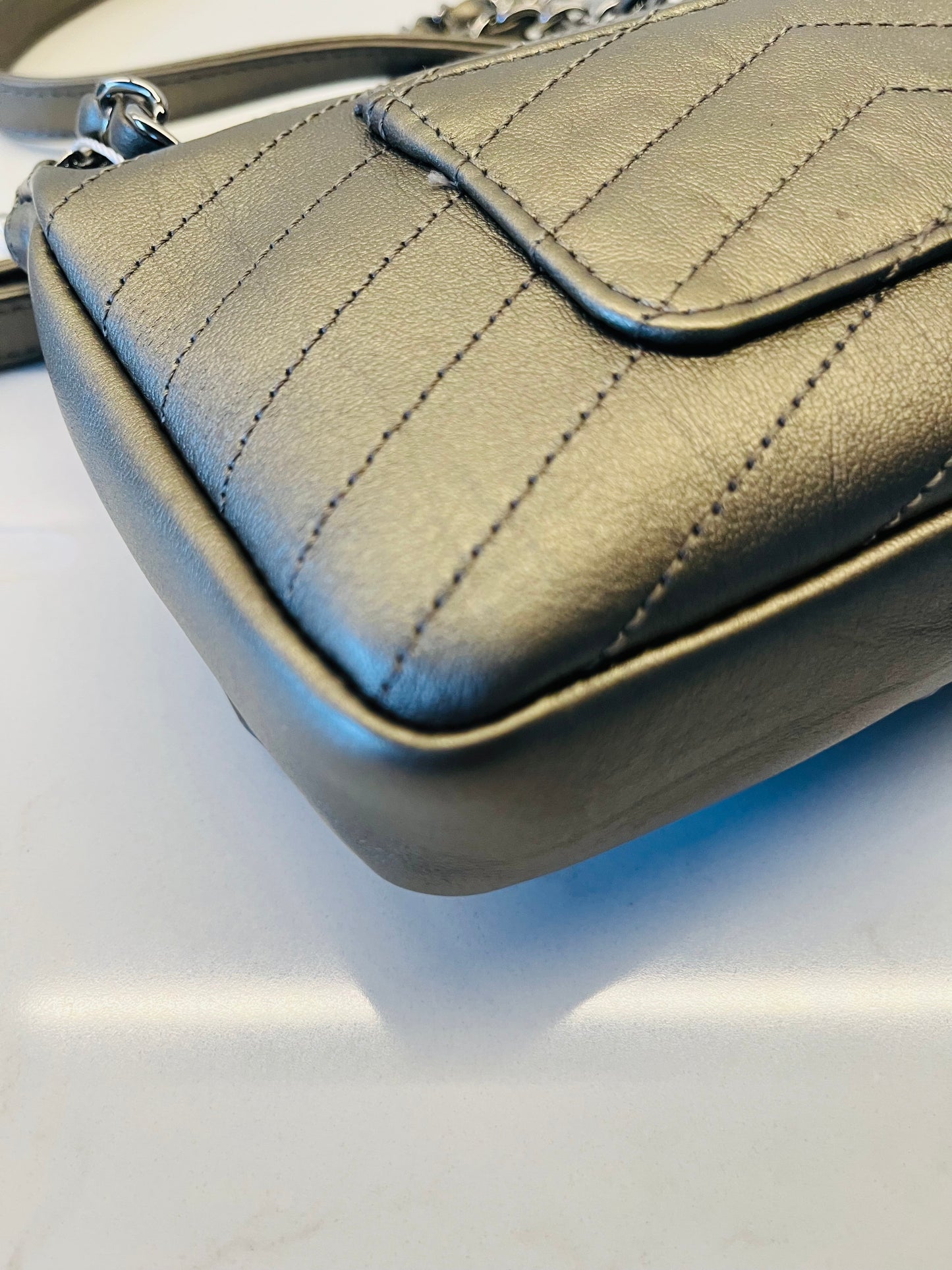 CHANEL chevron flap square embellished