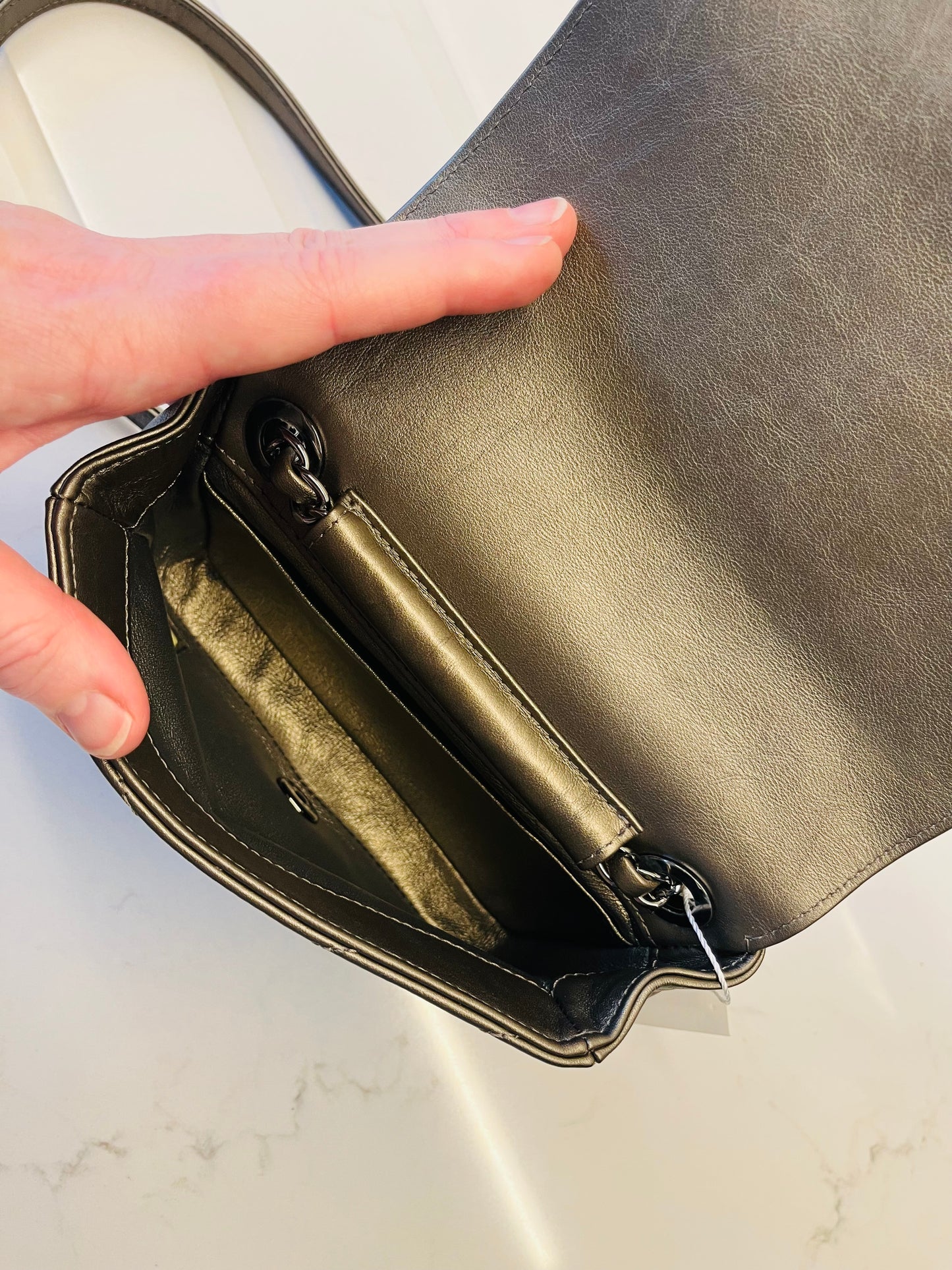 CHANEL chevron flap square embellished