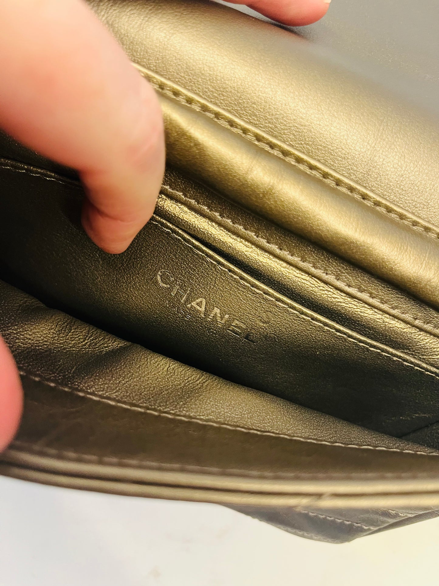 CHANEL chevron flap square embellished