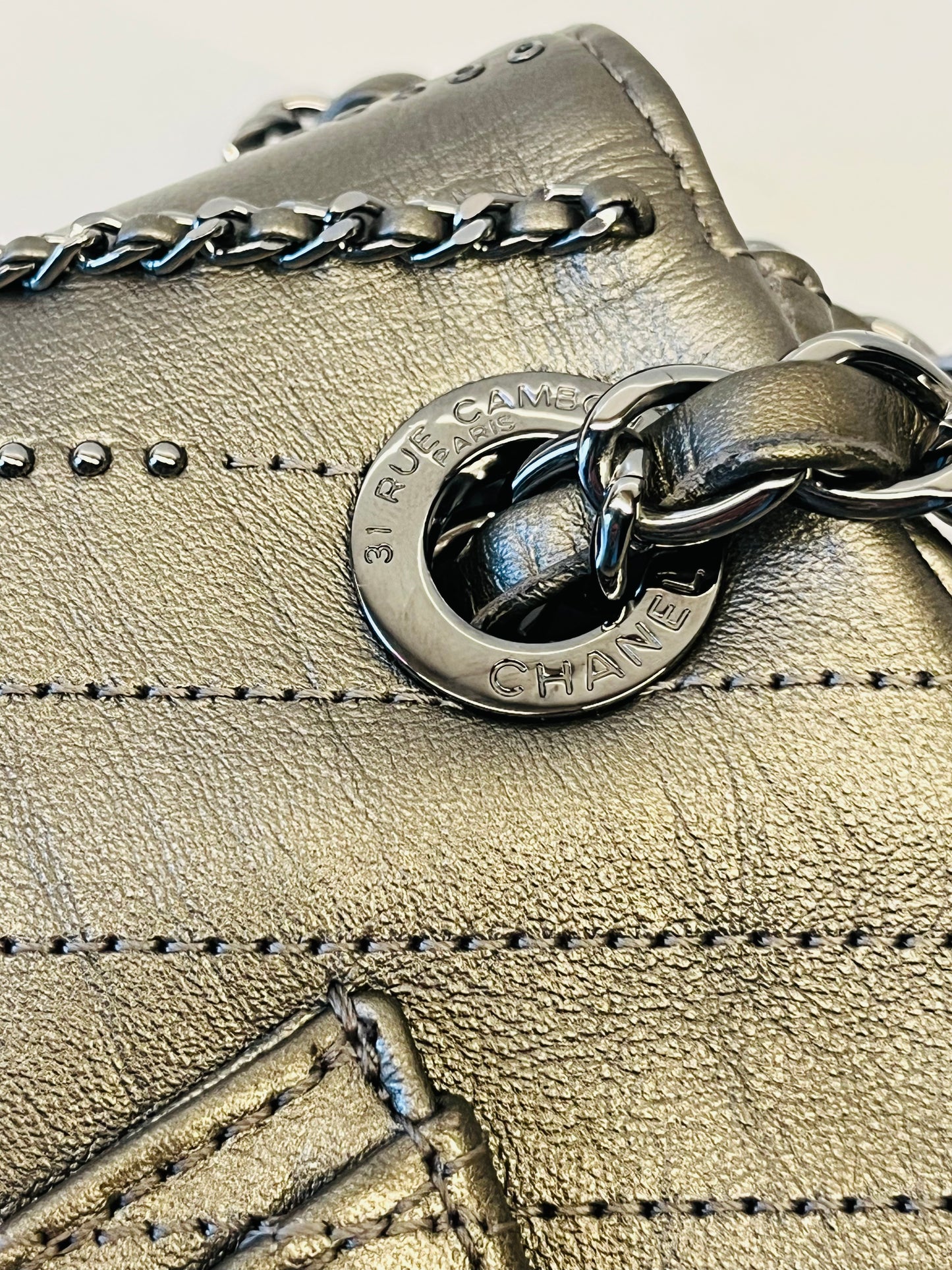 CHANEL chevron flap square embellished