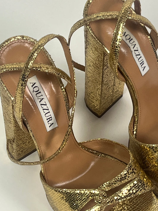 Aquazzurra gold sandals size 38