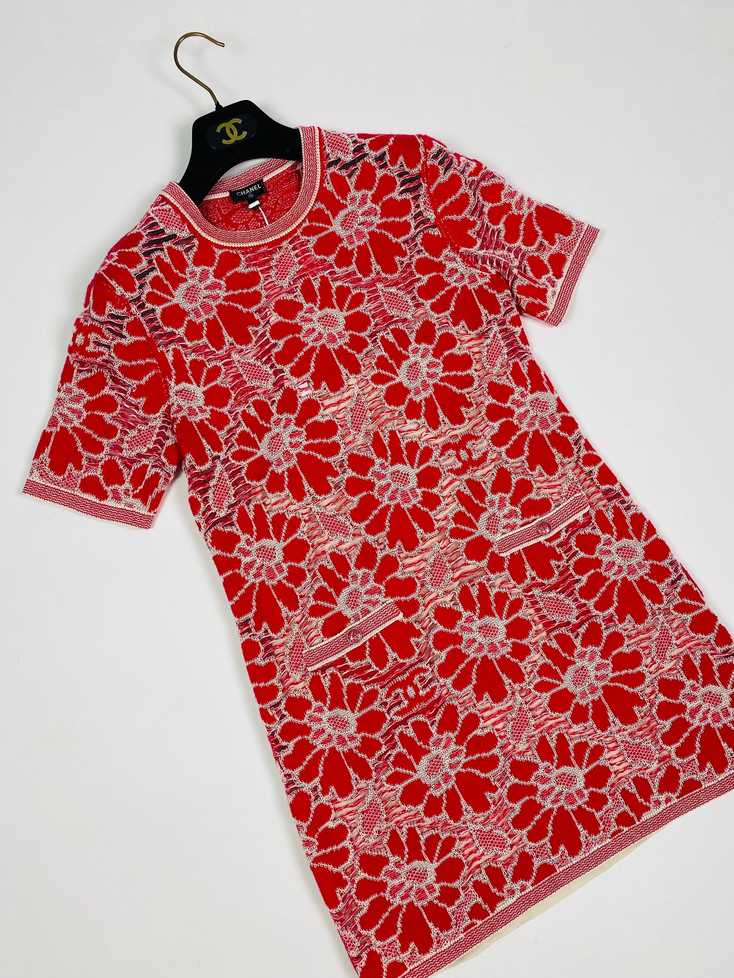 CHANEL floral knit dress