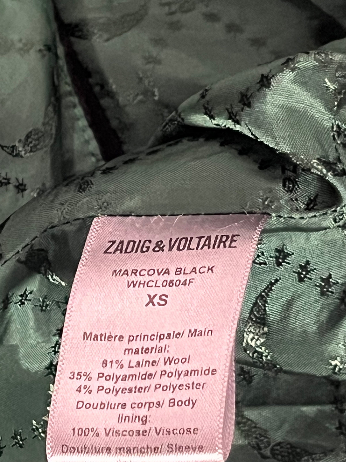 Zadig & Voltaire Marcova black coat