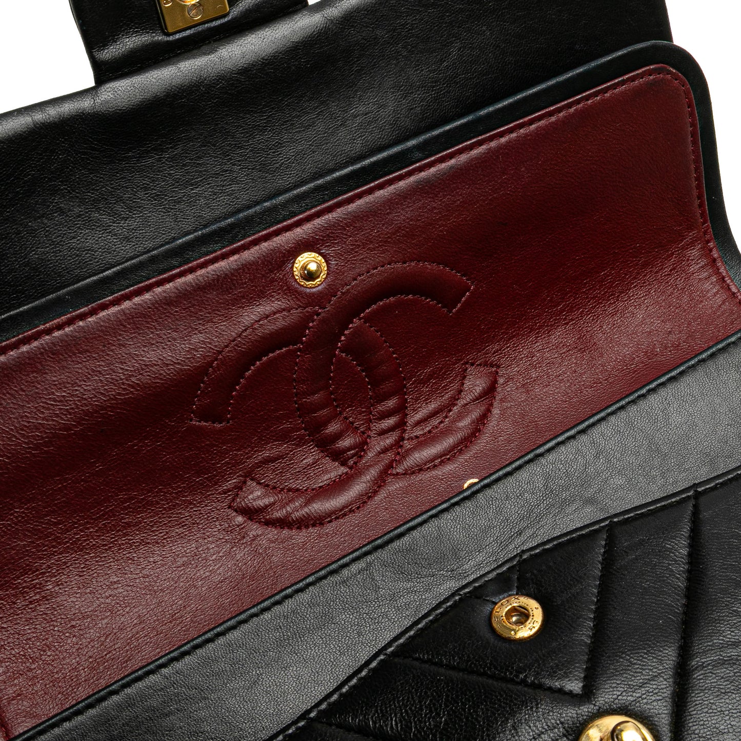 CHANEL vintage chevron lambskin double flap medium