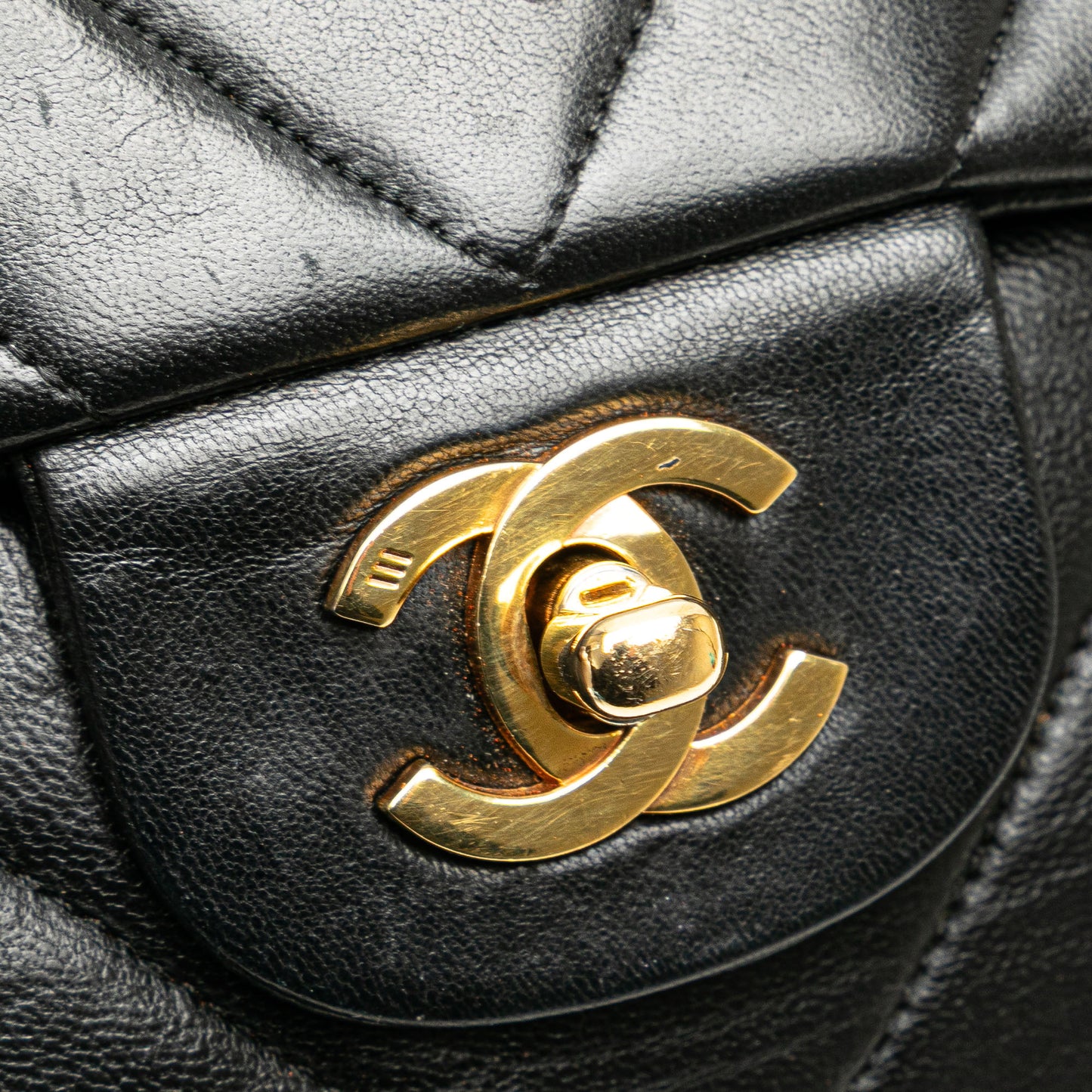 CHANEL vintage chevron lambskin double flap medium