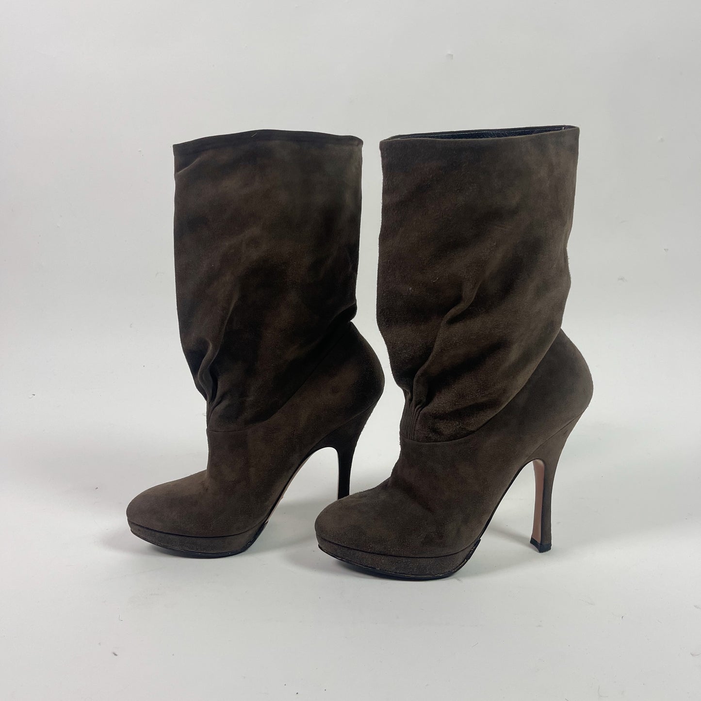 Prada Brown Suede Slouch Boots