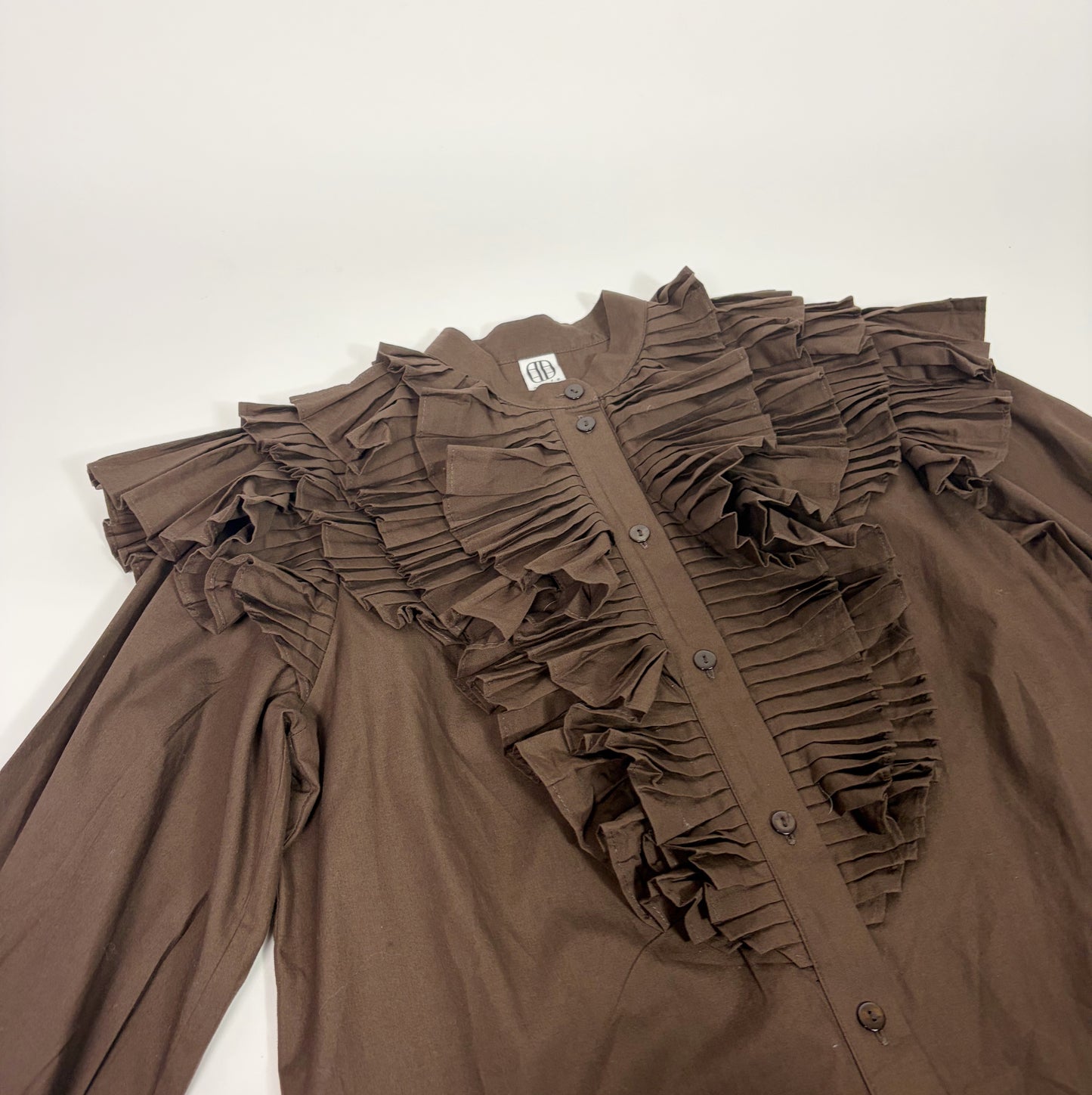 Aoife Brown Blouse with Detachable Collar