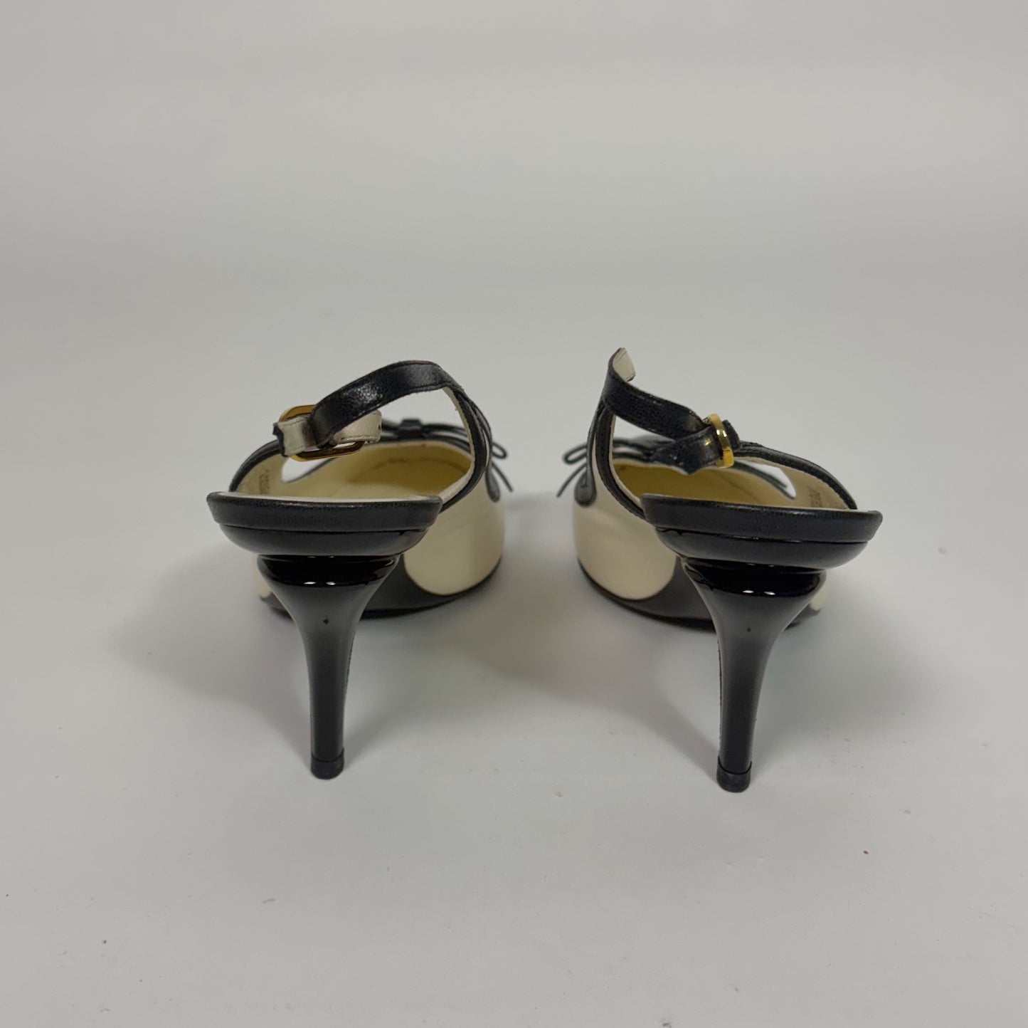 Chanel Black and Beige Cap-Toe Slingback Pumps