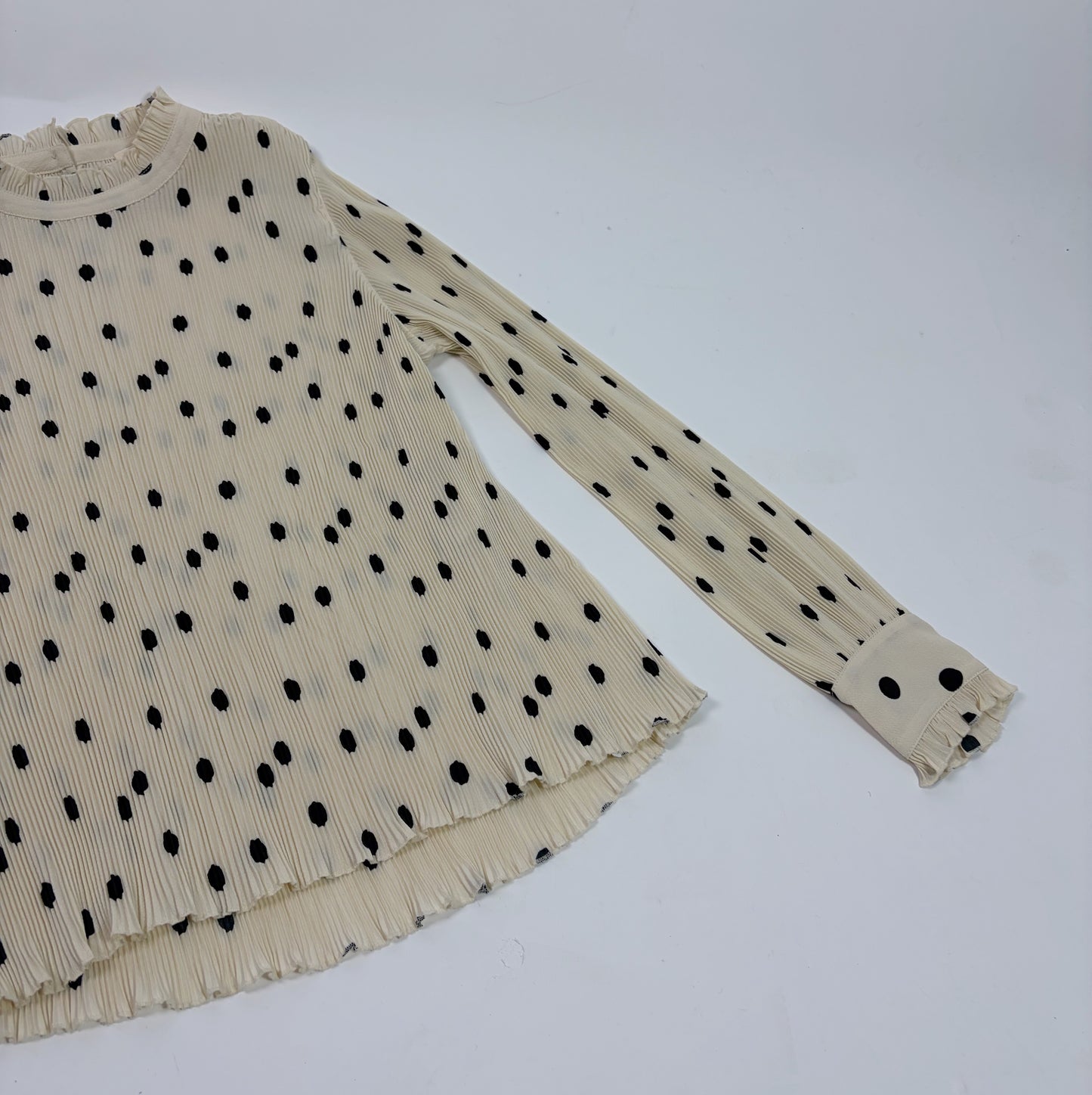 Sezane Pleated Polka Dot Top