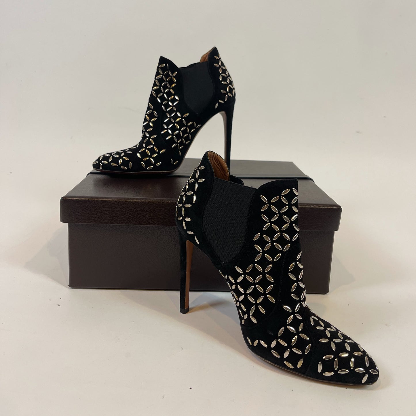 Alaia Black Suede Ankle Boots
