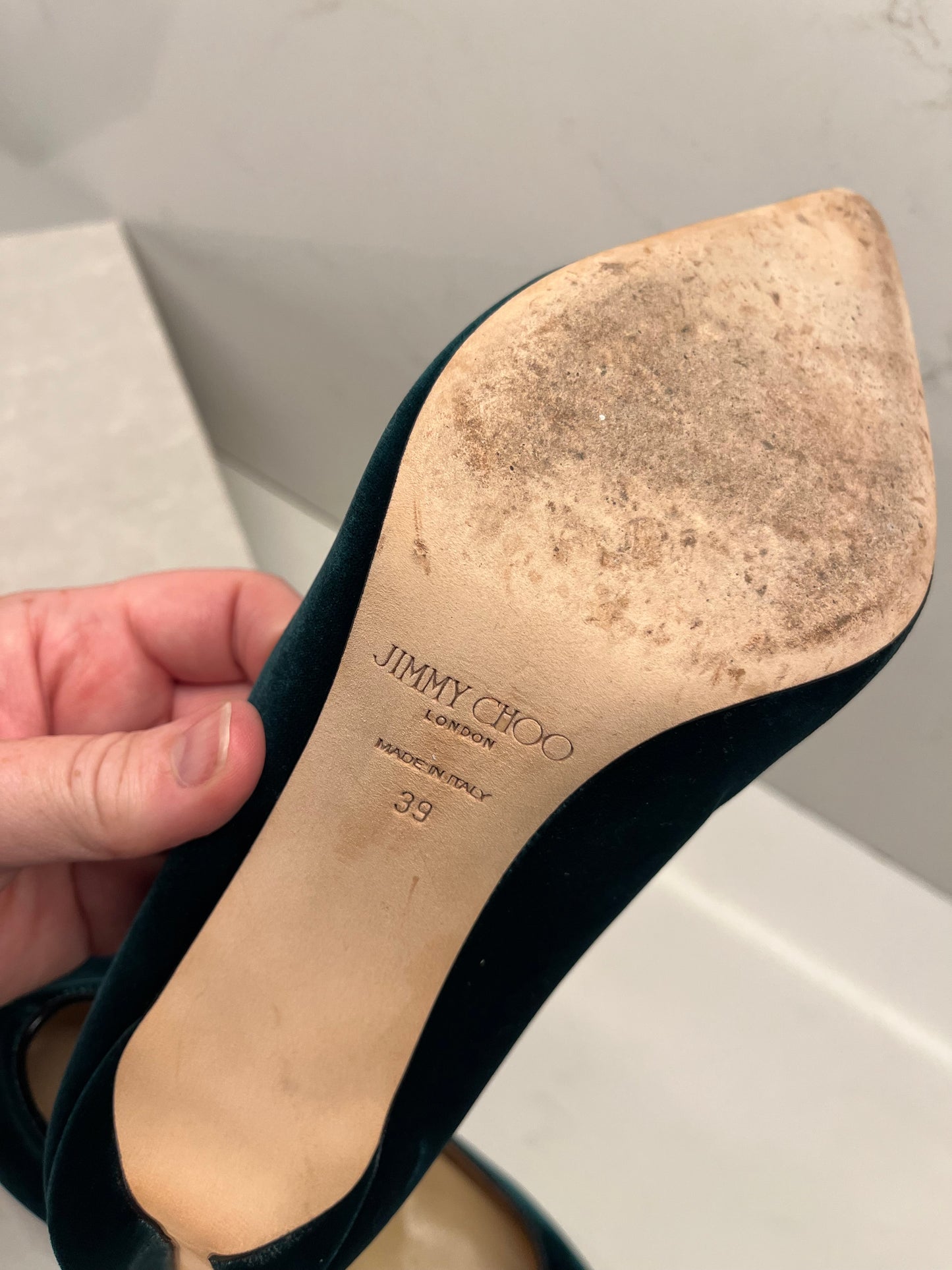 Jimmy Choo green velvet courts size 39