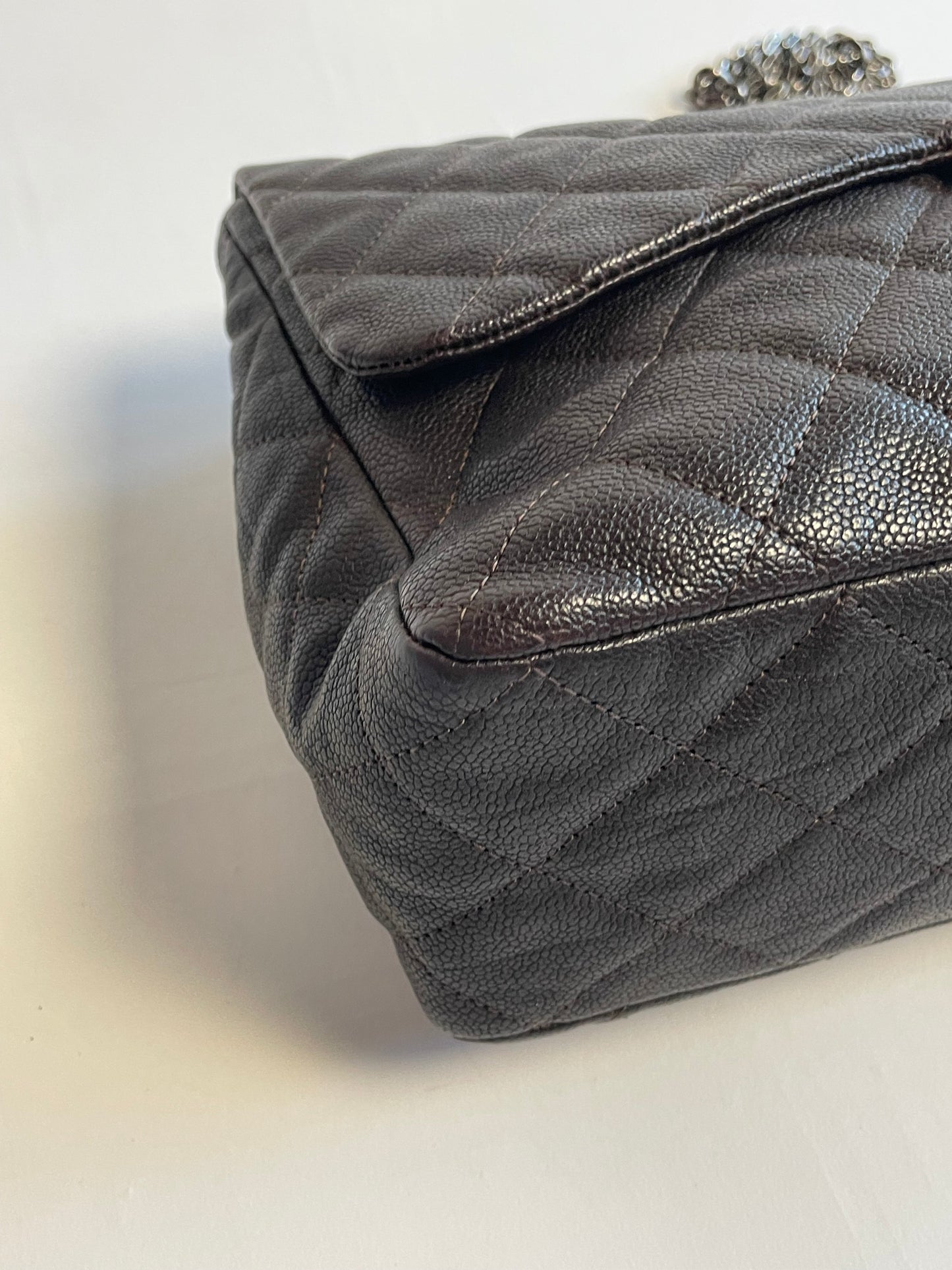 CHANEL reissue chocolate brown caviar
