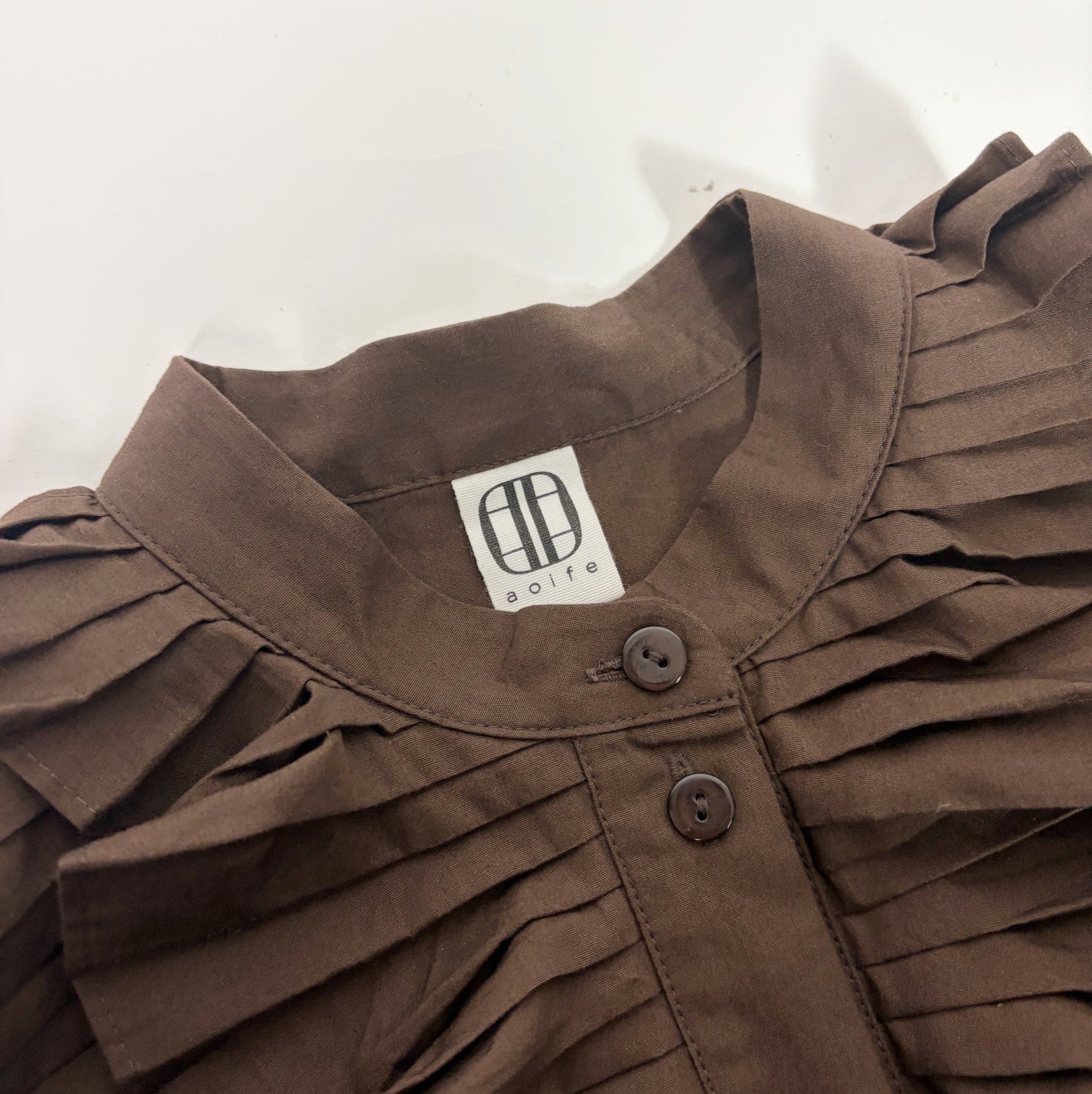 Aoife Brown Blouse with Detachable Collar