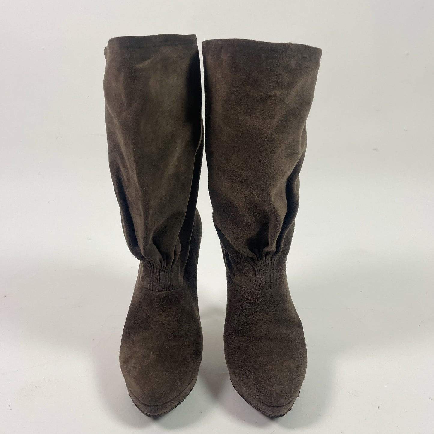 Prada Brown Suede Slouch Boots