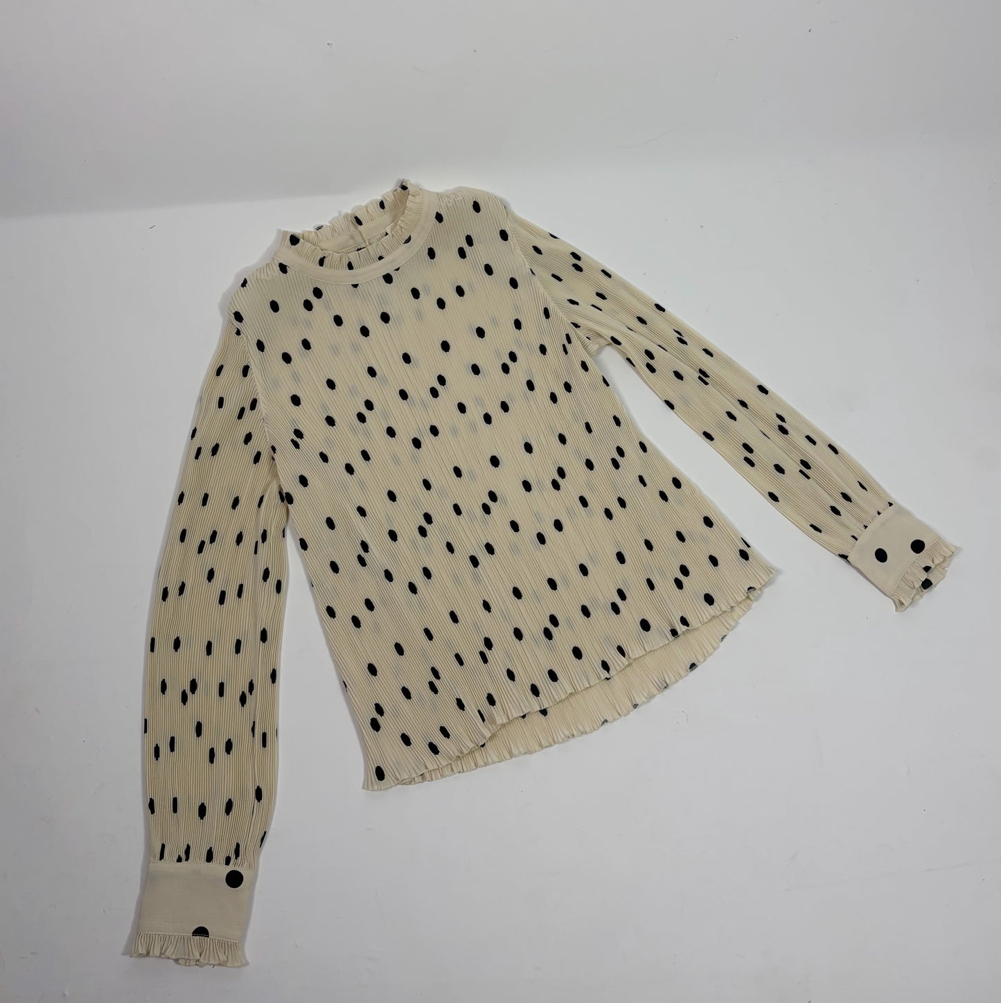 Sezane Pleated Polka Dot Top