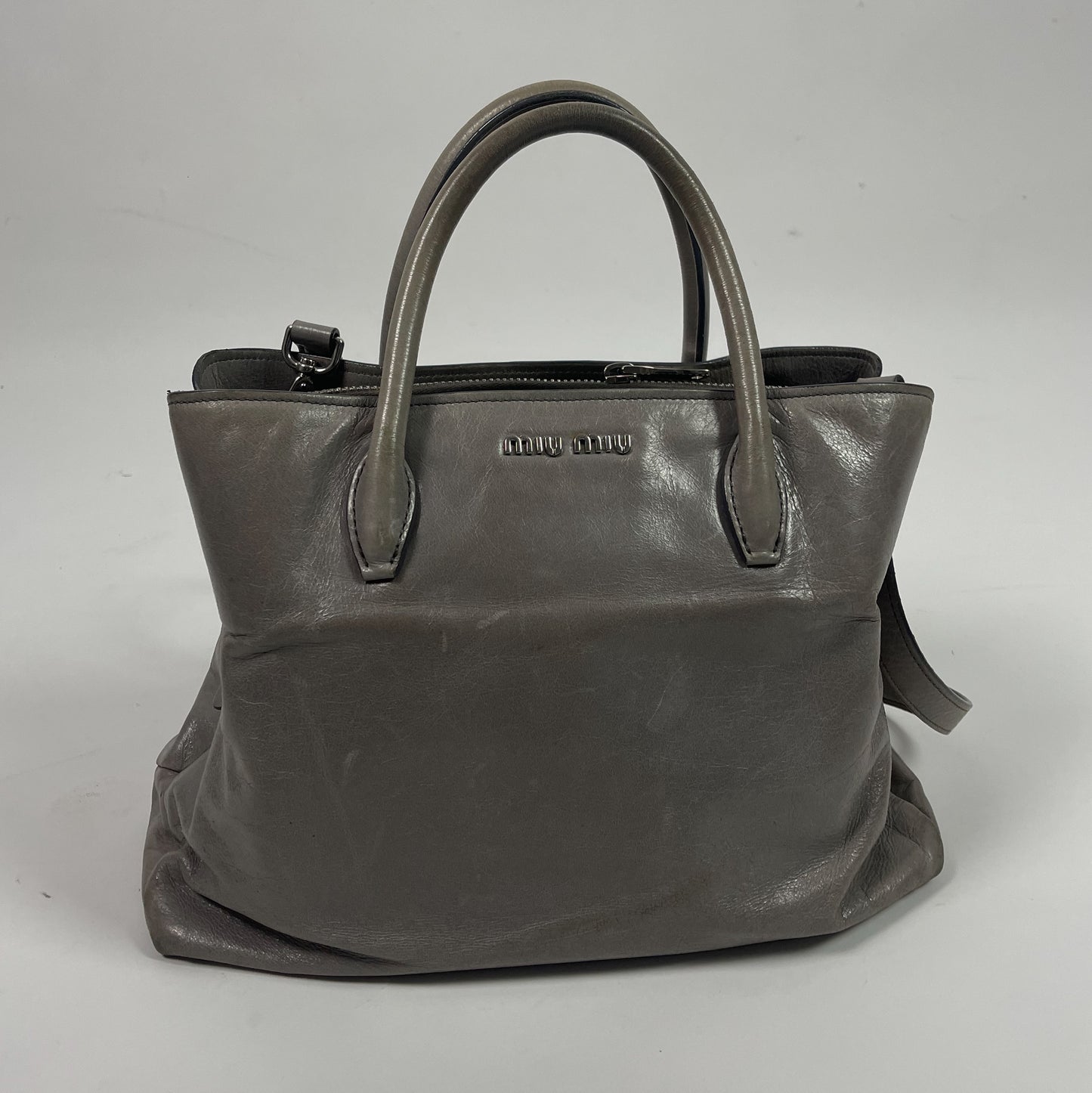 Miu Miu Grey Leather Tote