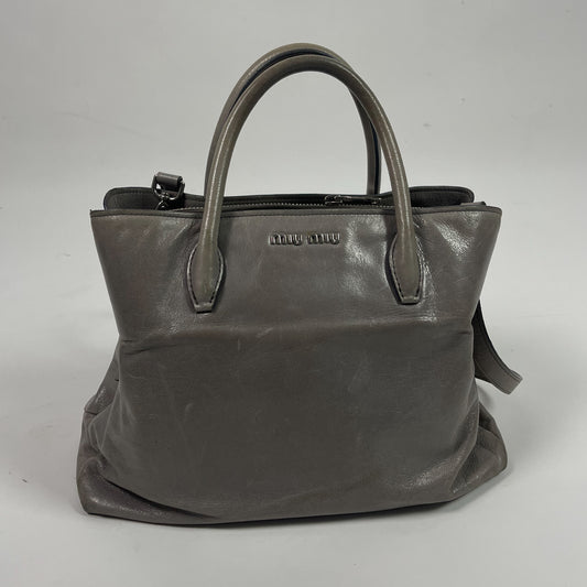 Miu Miu Grey Leather Tote
