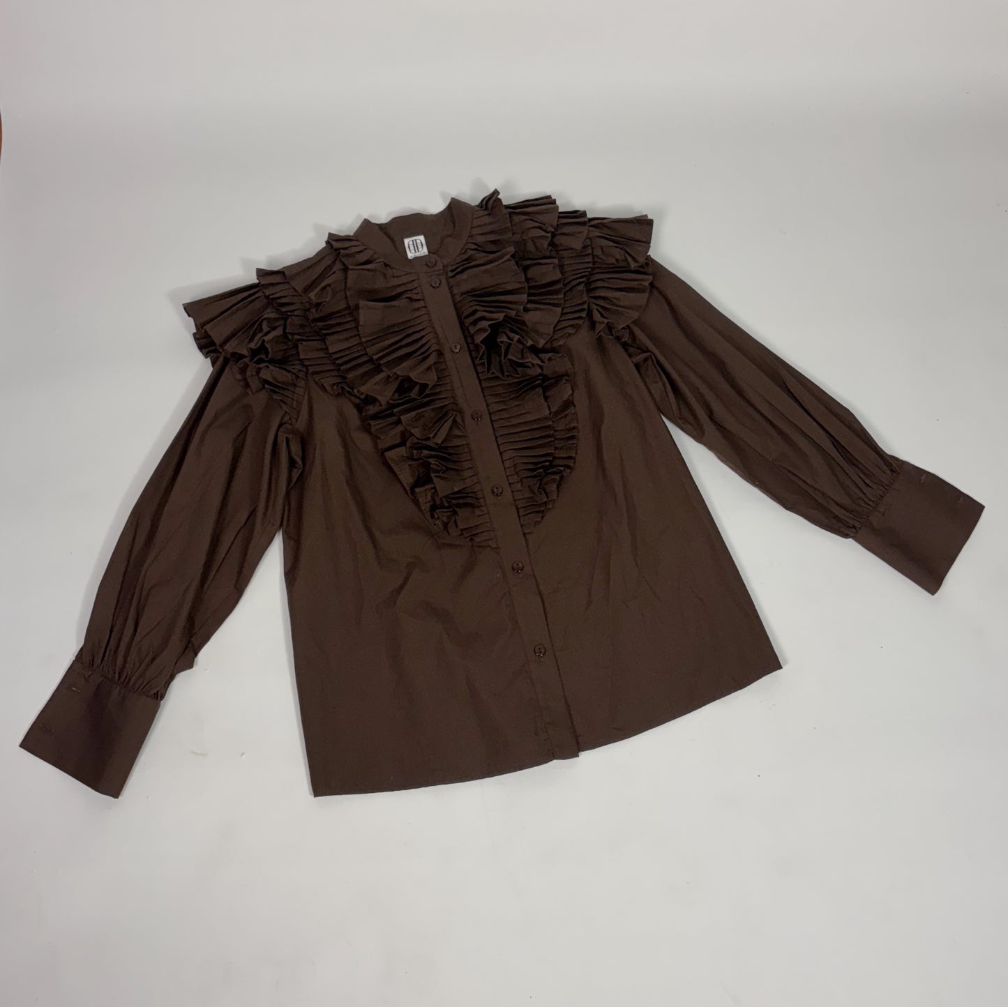 Aoife Brown Blouse with Detachable Collar
