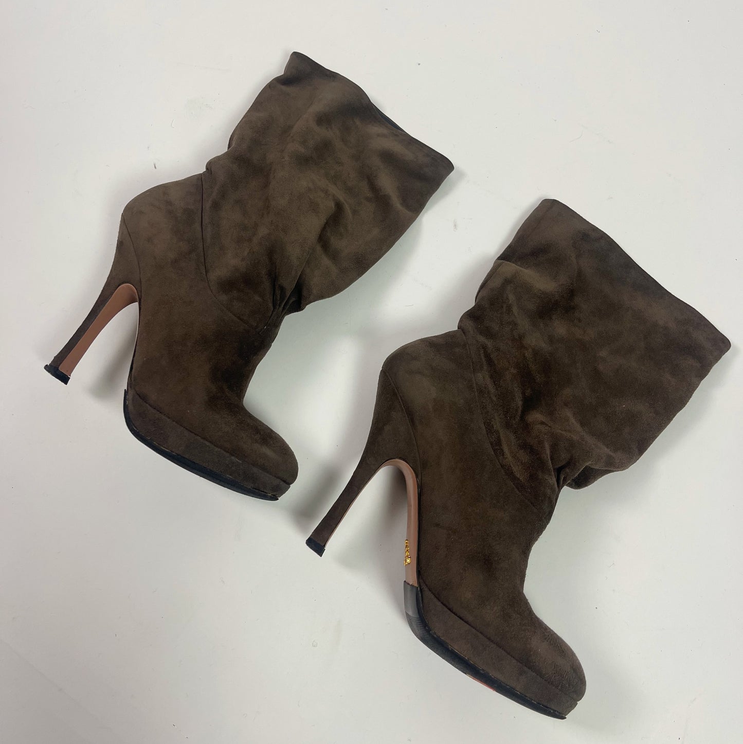 Prada Brown Suede Slouch Boots