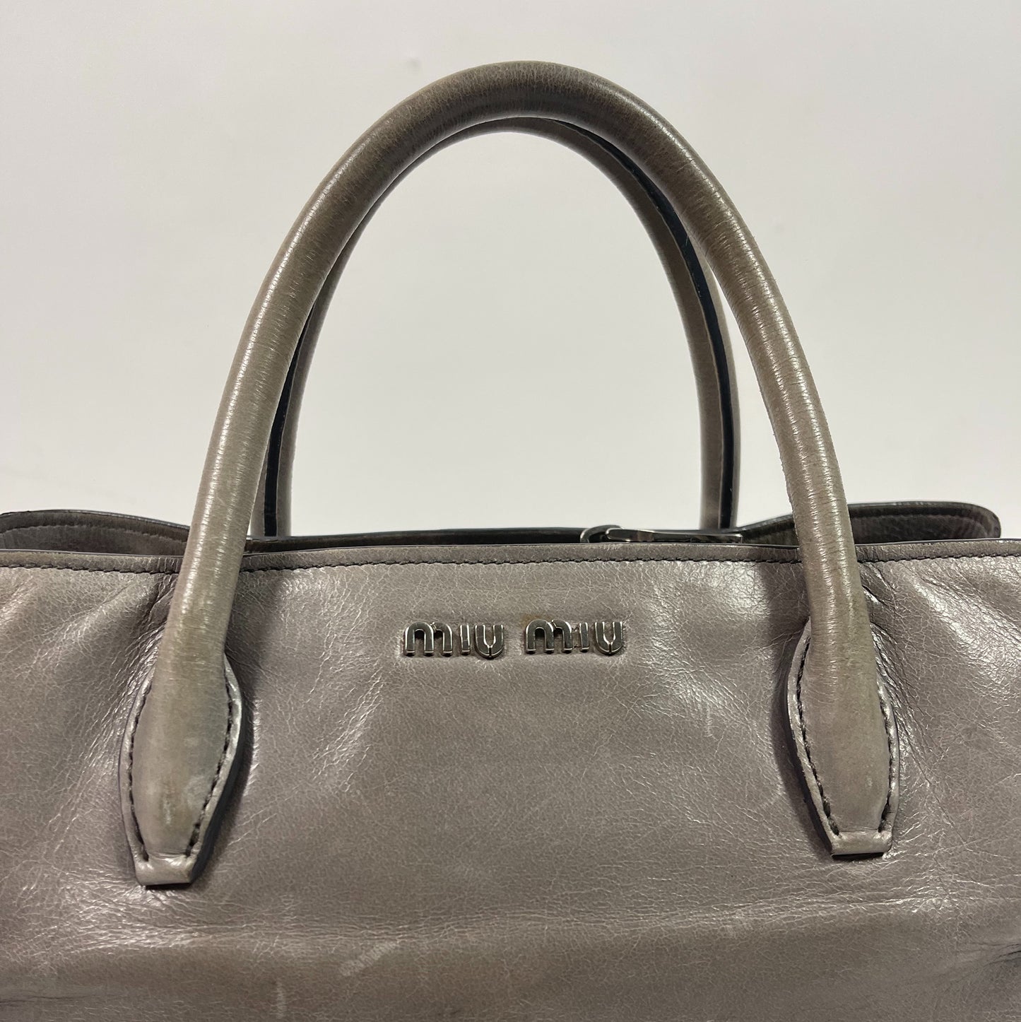 Miu Miu Grey Leather Tote