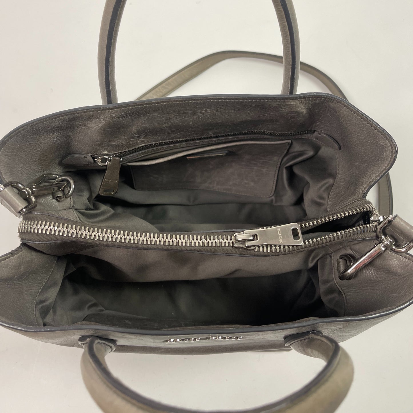 Miu Miu Grey Leather Tote
