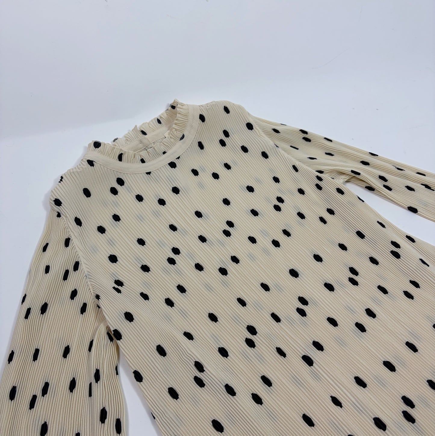 Sezane Pleated Polka Dot Top