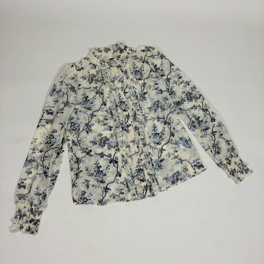 ME+EM White and Blue Blouse