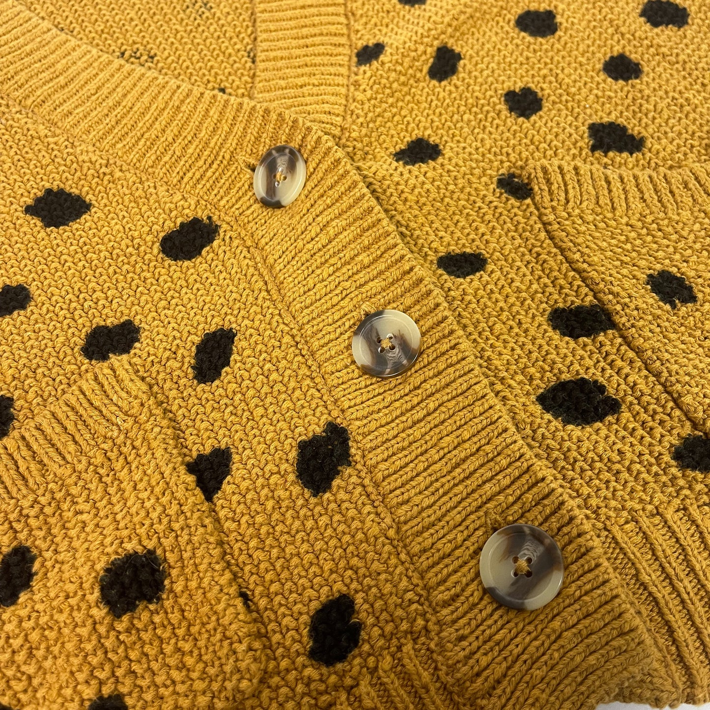 Madewell Mustard Cardigan with Polka Dots