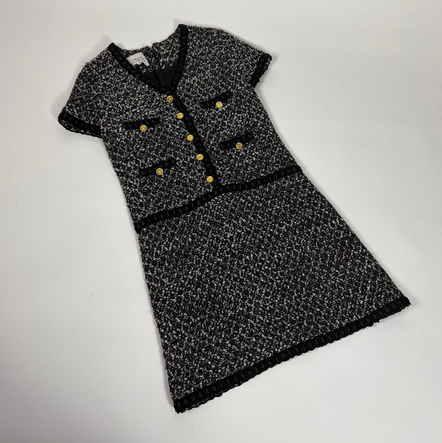 Edward Achour Paris Black Tweed Dress