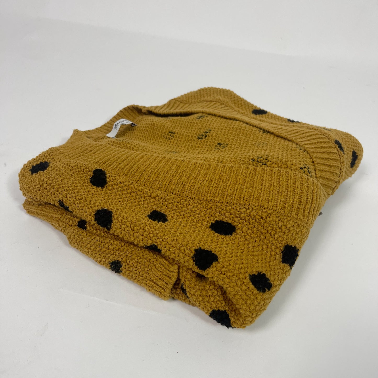 Madewell Mustard Cardigan with Polka Dots