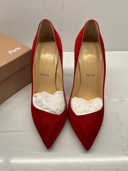 Christian Louboutin red suede courts size 39