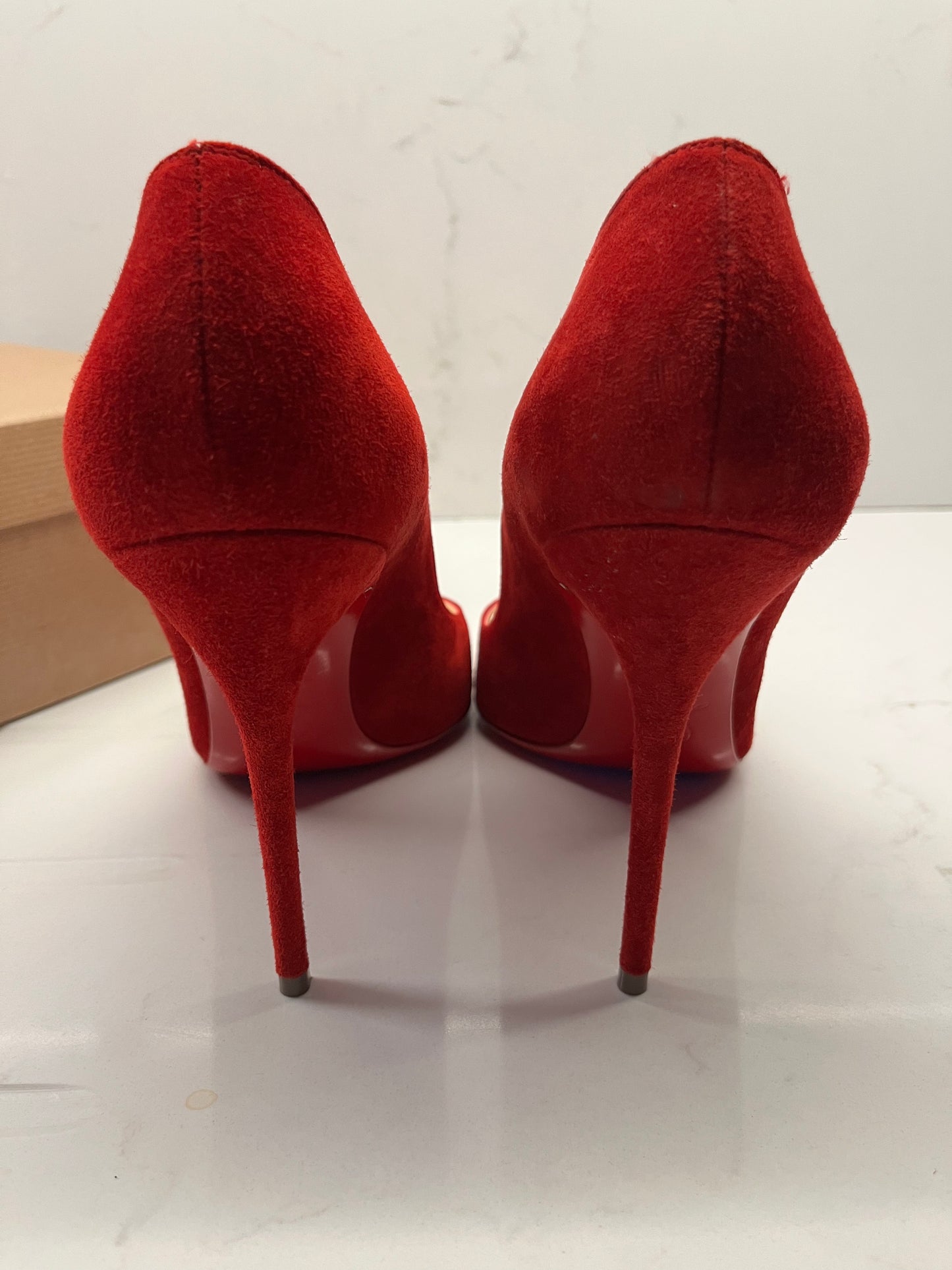 Christian Louboutin red suede courts size 39