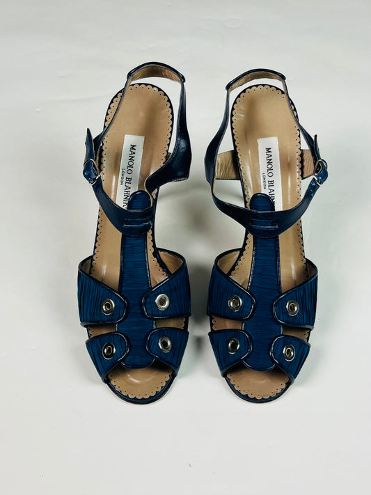 Manolo Blahnik navy sandal
