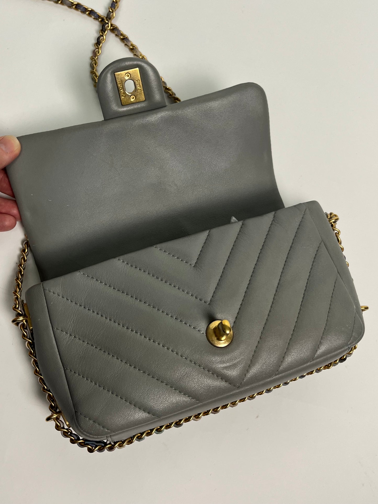 CHANEL Chain Around small rectangle chevron