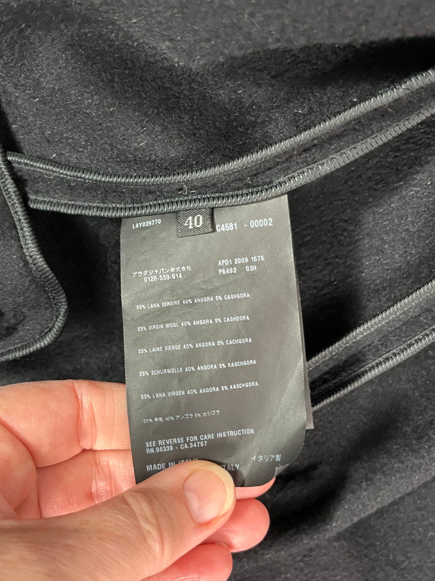 Prada black wool coat