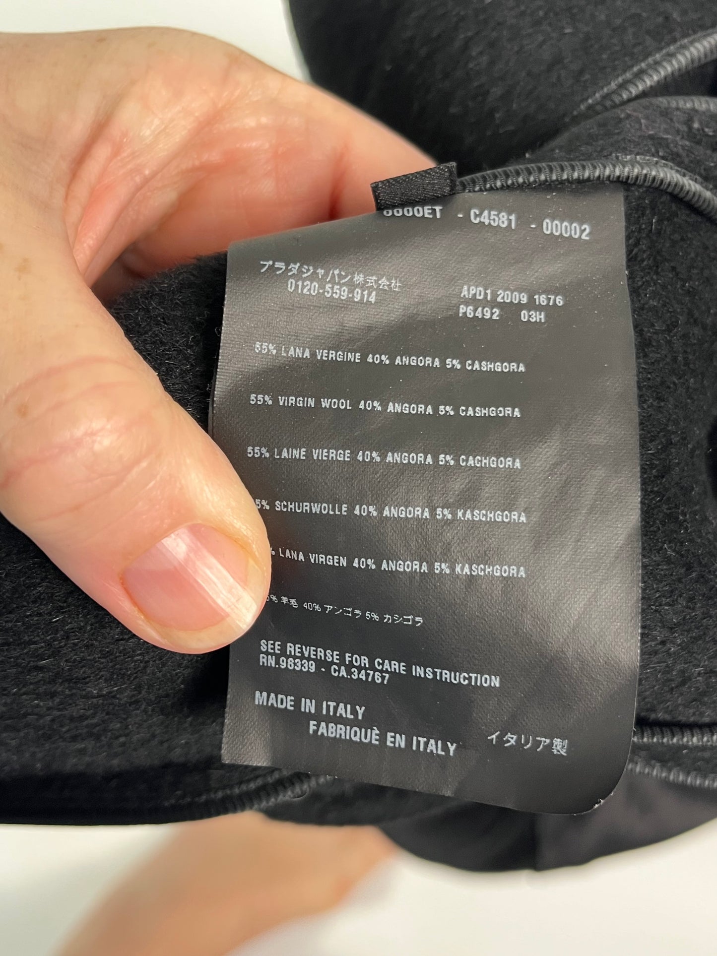 Prada black wool coat