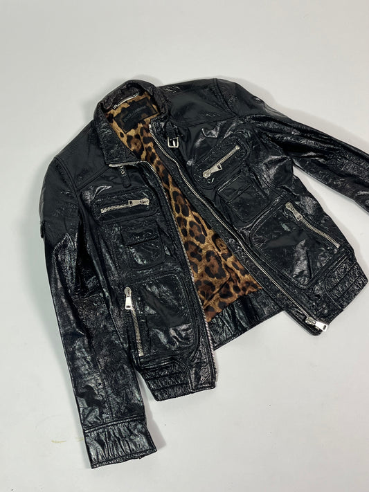 Dolce & Gabanna crackled leather biker jacket
