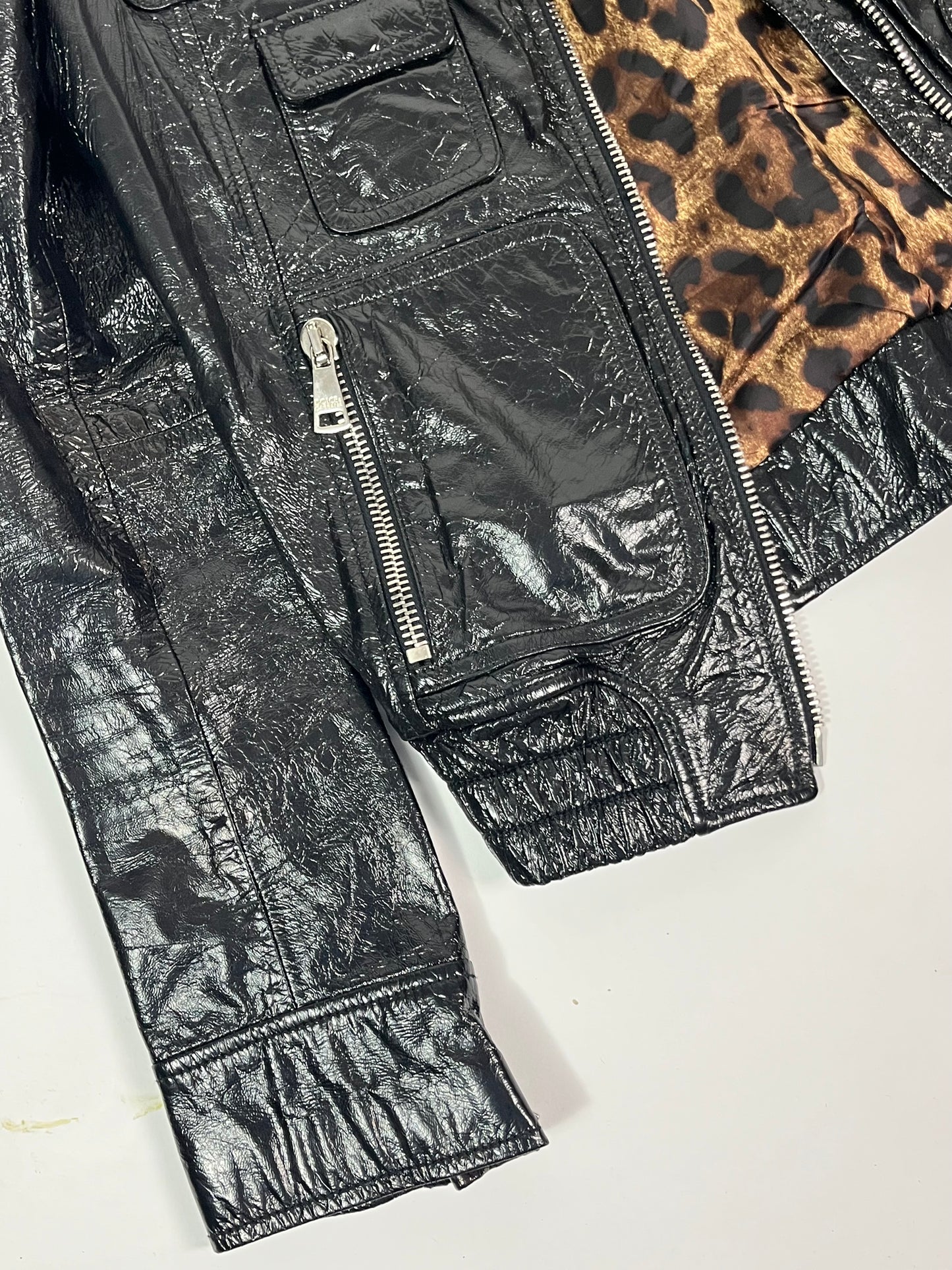 Dolce & Gabanna crackled leather biker jacket
