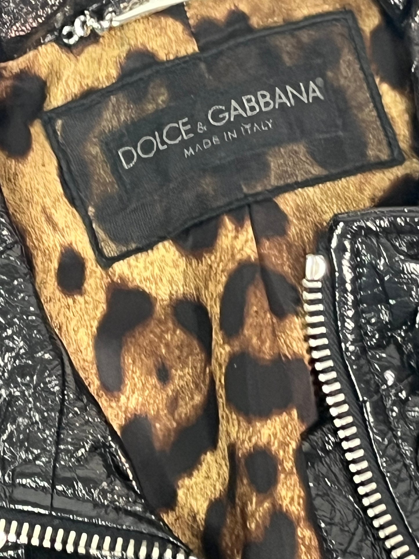 Dolce & Gabanna crackled leather biker jacket
