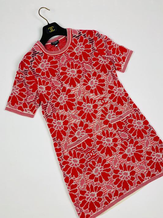 CHANEL floral knit dress