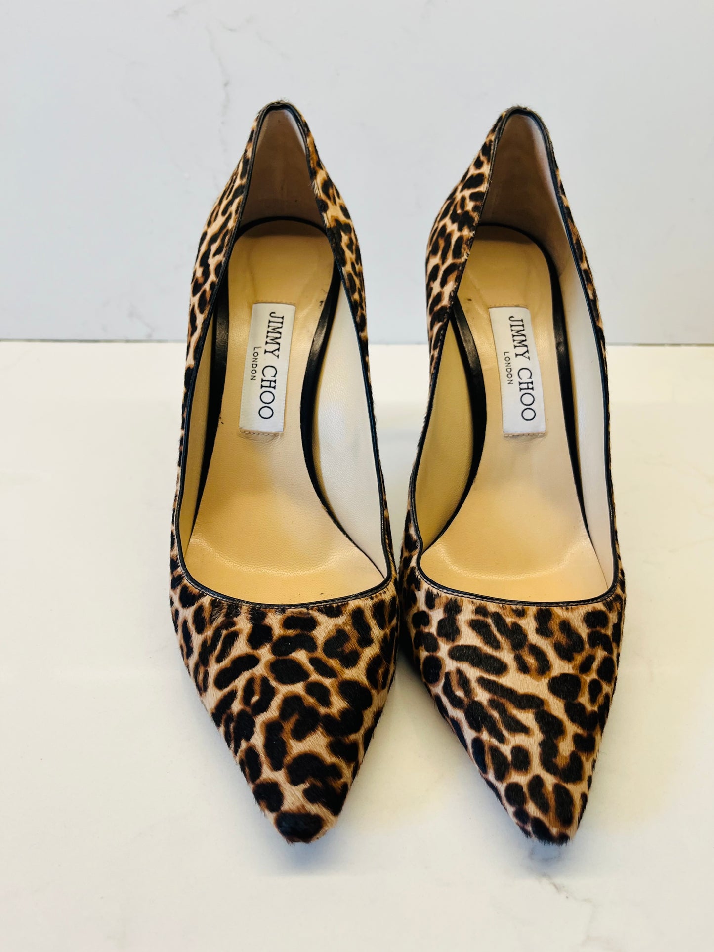 Jimmy Choo leopard print stilettos s38.5