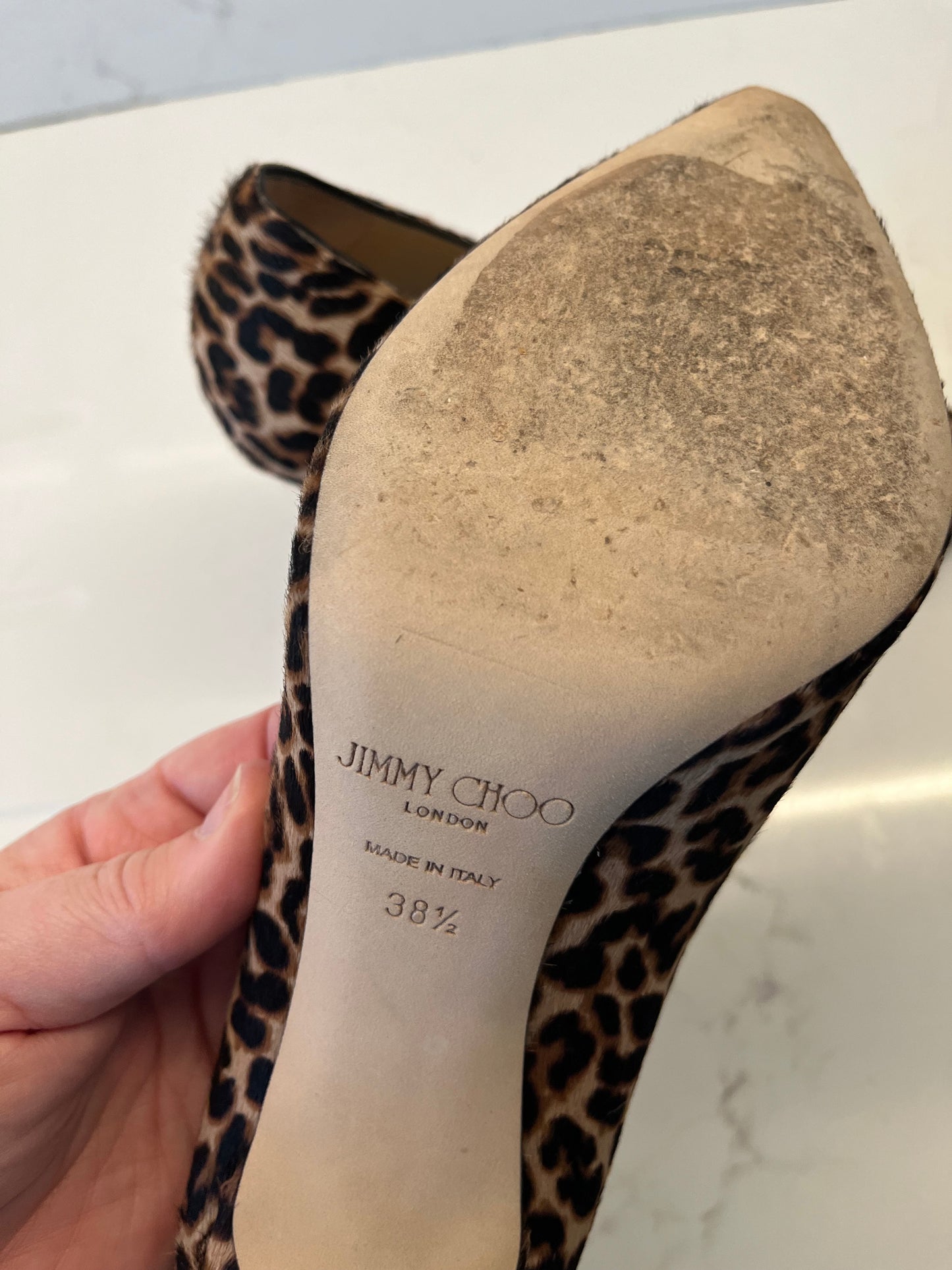 Jimmy Choo leopard print stilettos s38.5