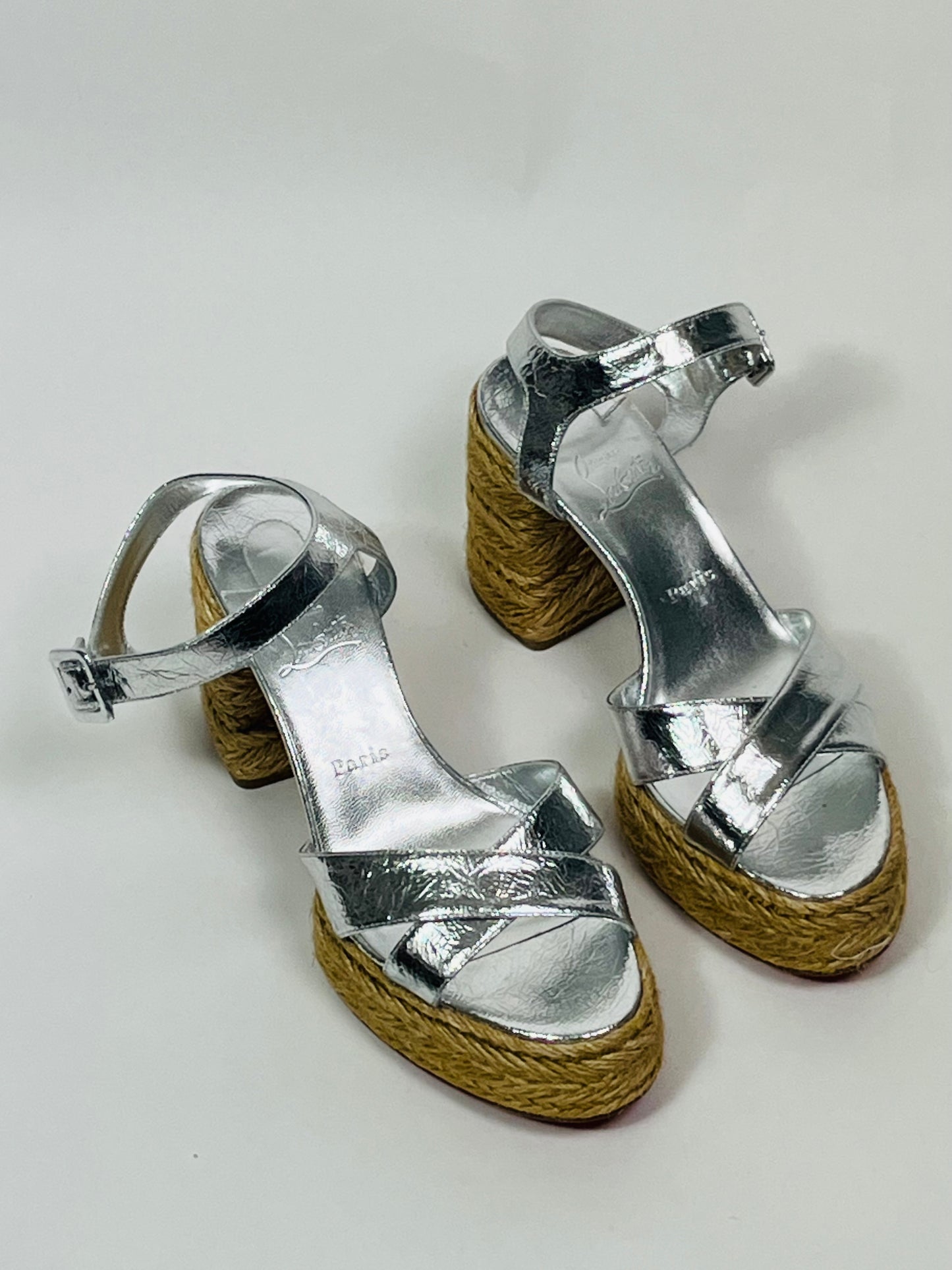 Christian Louboutin Calakala metallic espadrille sandals s40