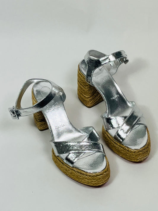 Christian Louboutin Calakala metallic espadrille sandals s40