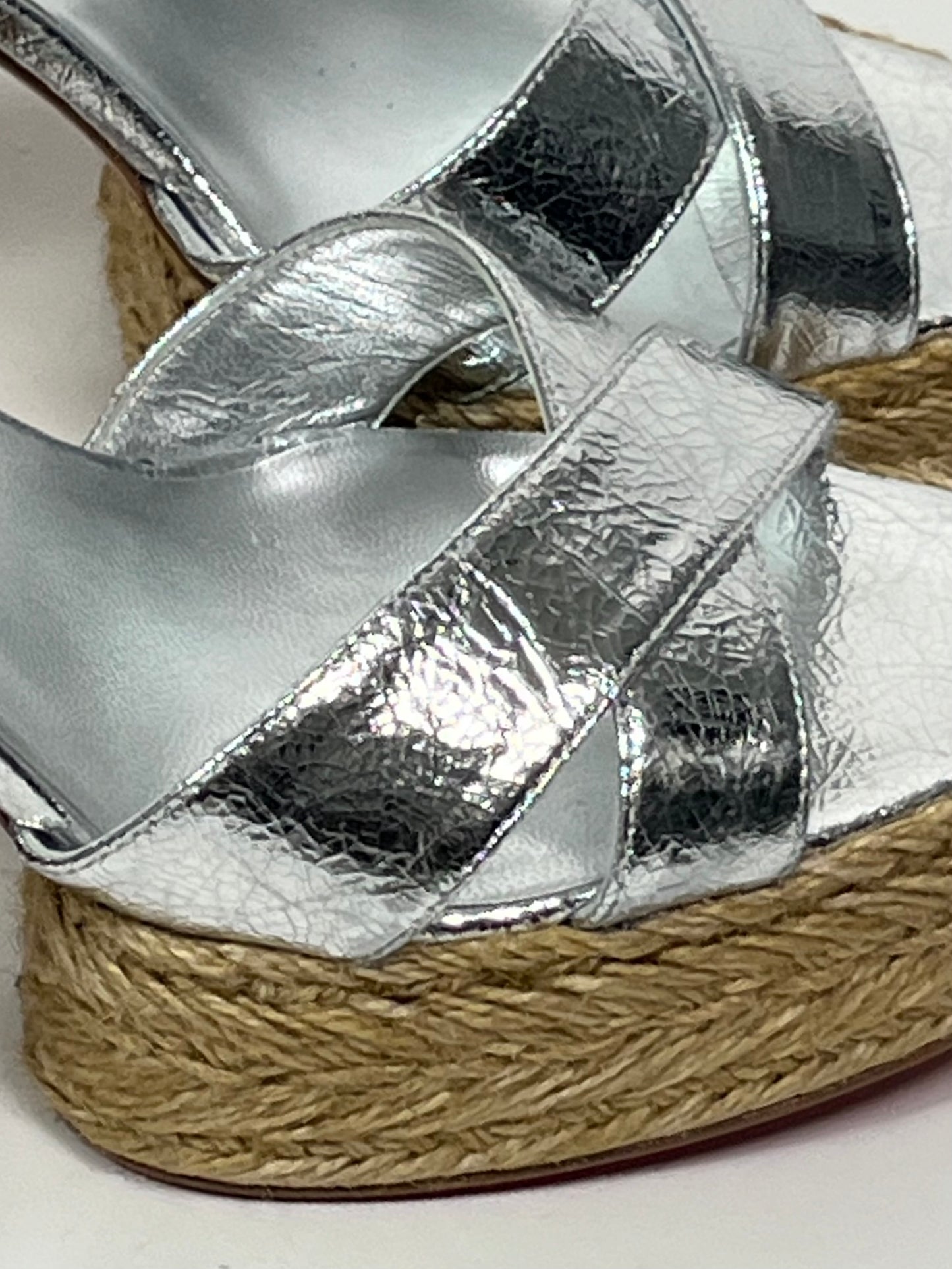 Christian Louboutin Calakala metallic espadrille sandals s40