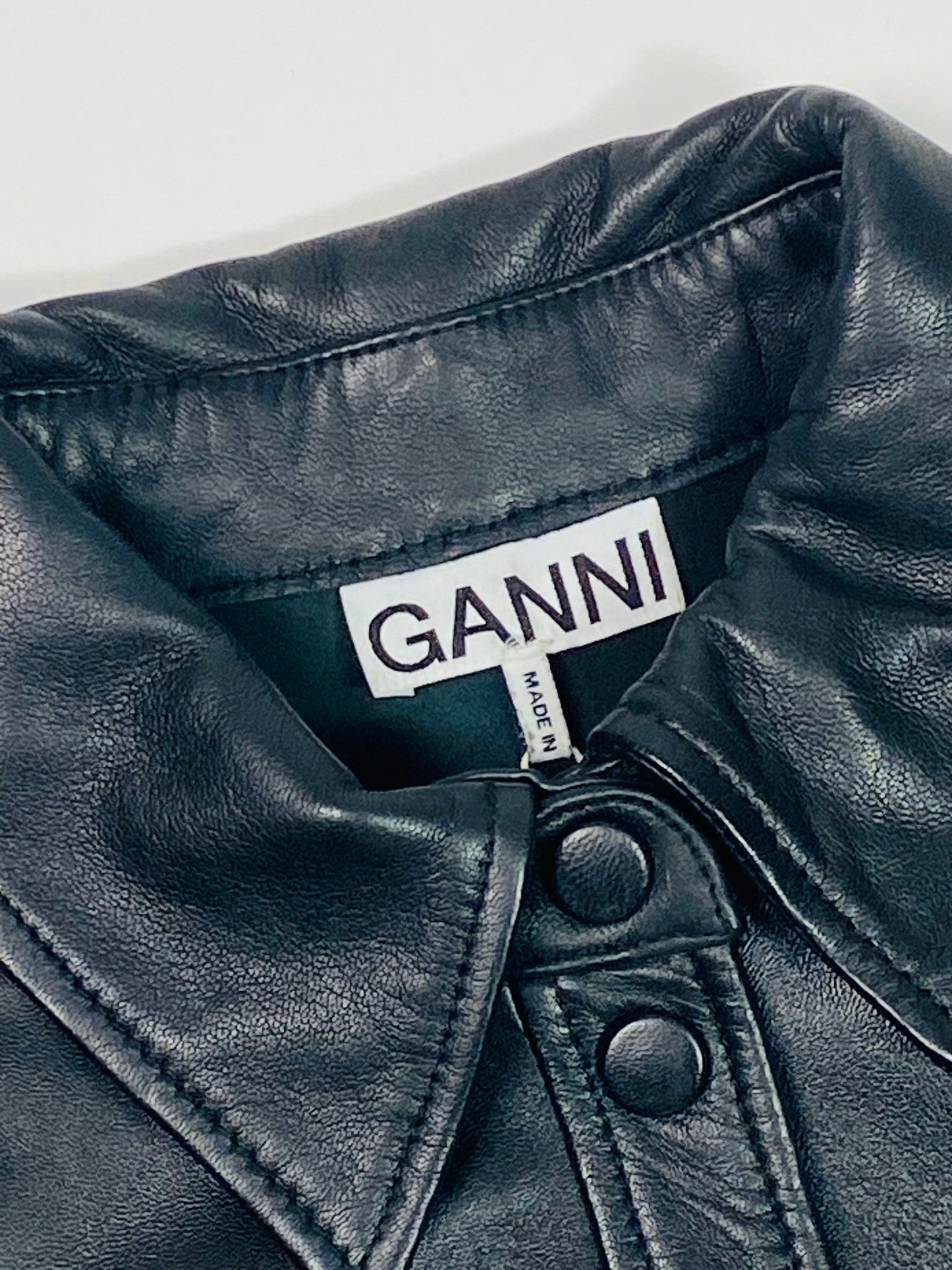 GANNI leather shirt dress